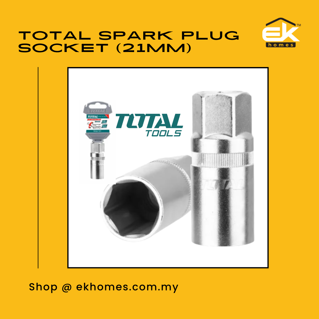 Total Spark Plug Socket (21mm) with Rubber Insert / Retainer using 1/2" Wrench for Car & Motorcycle 