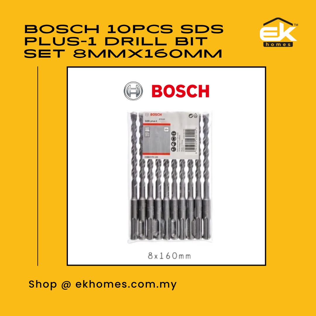 Bosch 10pcs SDS Plus-1 Drill Bit Set 8mmx160mm