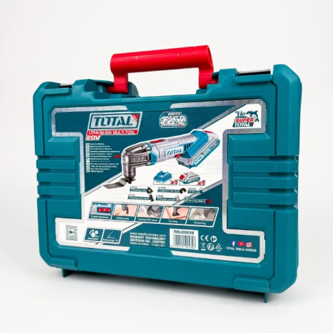 Total Li-ion Multi Tool (20V) Set, 6 Speed (Adjustable) + Scraper + Saw Blade (2 Pcs) + Sanding Paper 