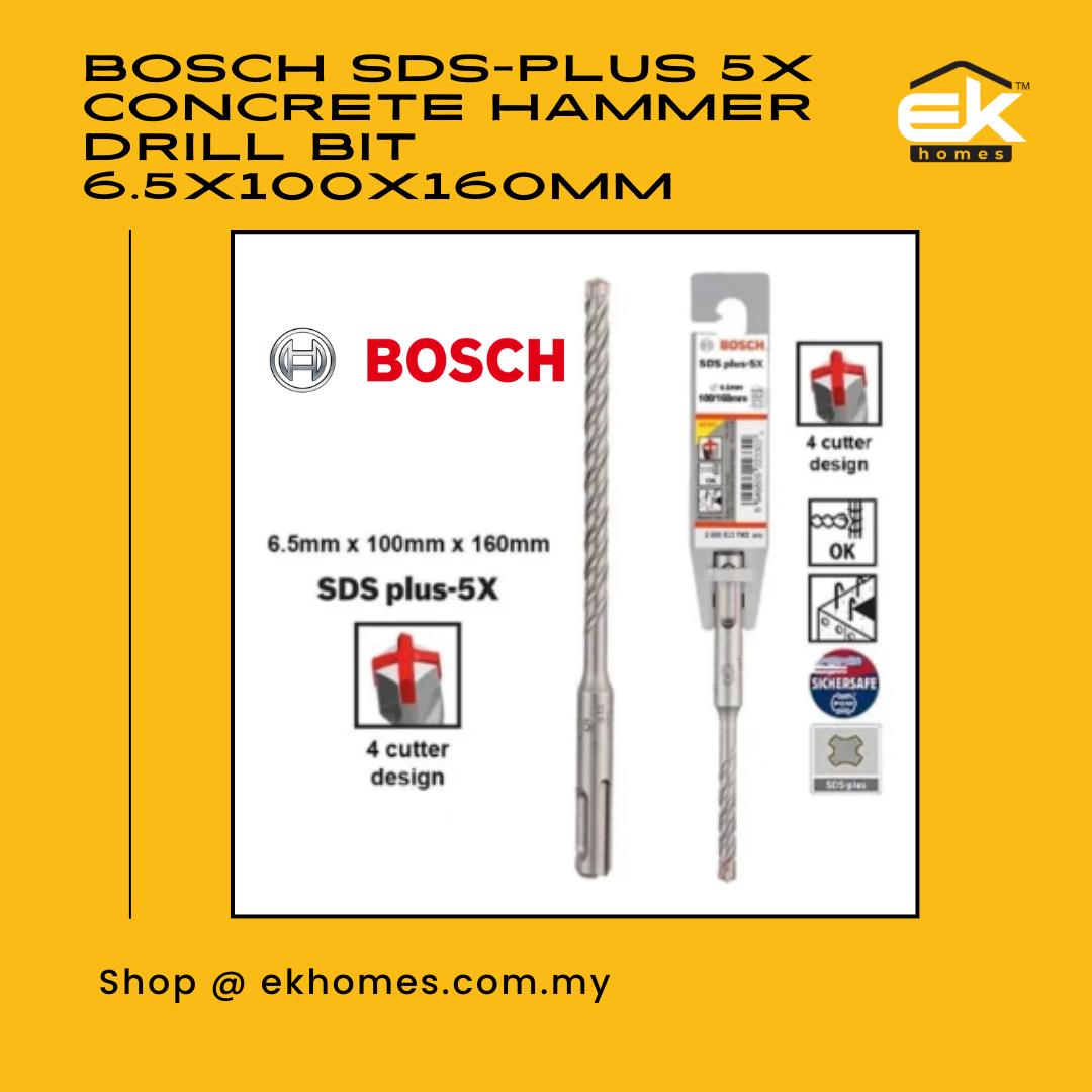 Bosch SDS-Plus 5X Masonry & Reinforced Concrete Hammer Drill Bit 6.5x100x160mm