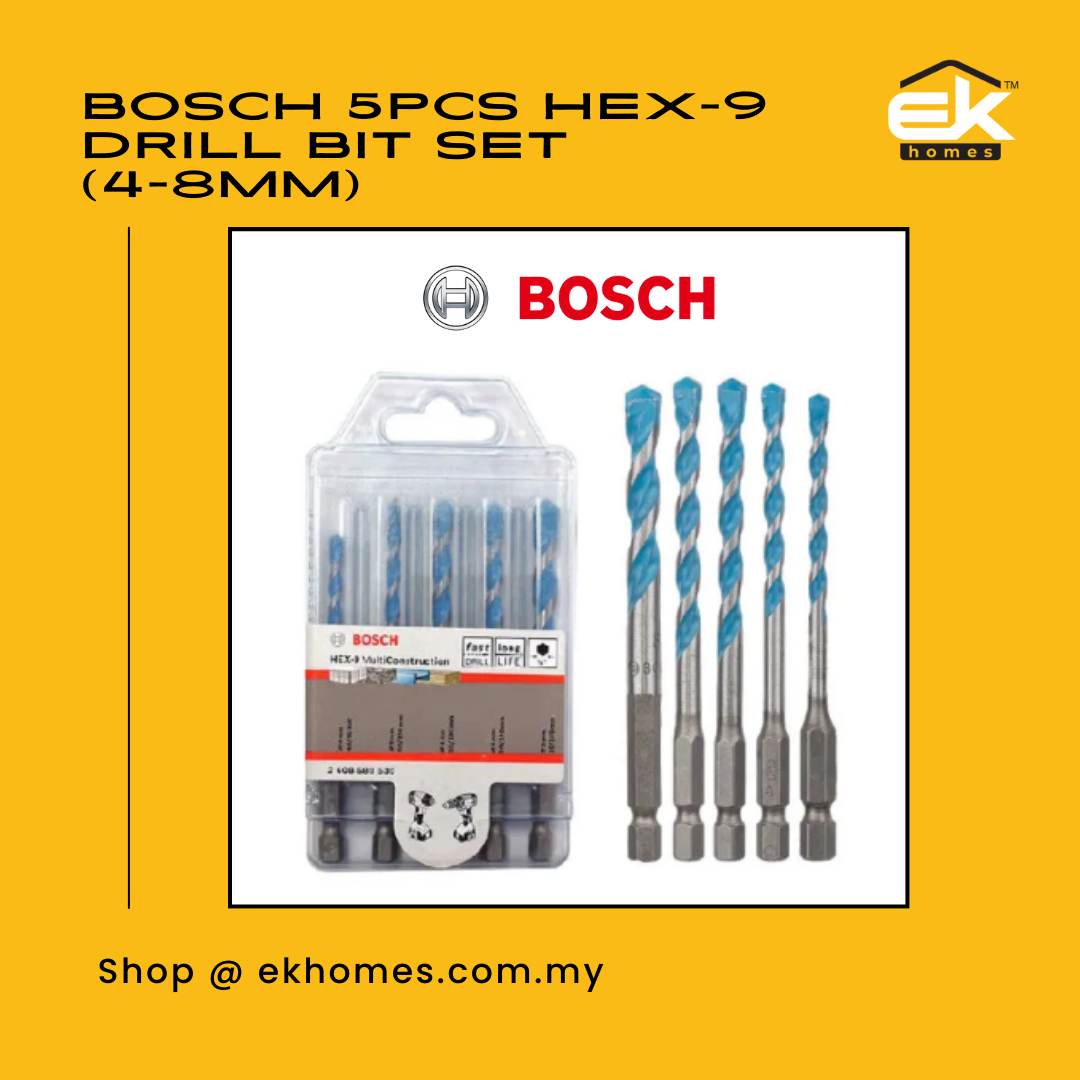Bosch 5pcs Hex-9 Multi Construction Drill Bit Set (4-8mm) 
