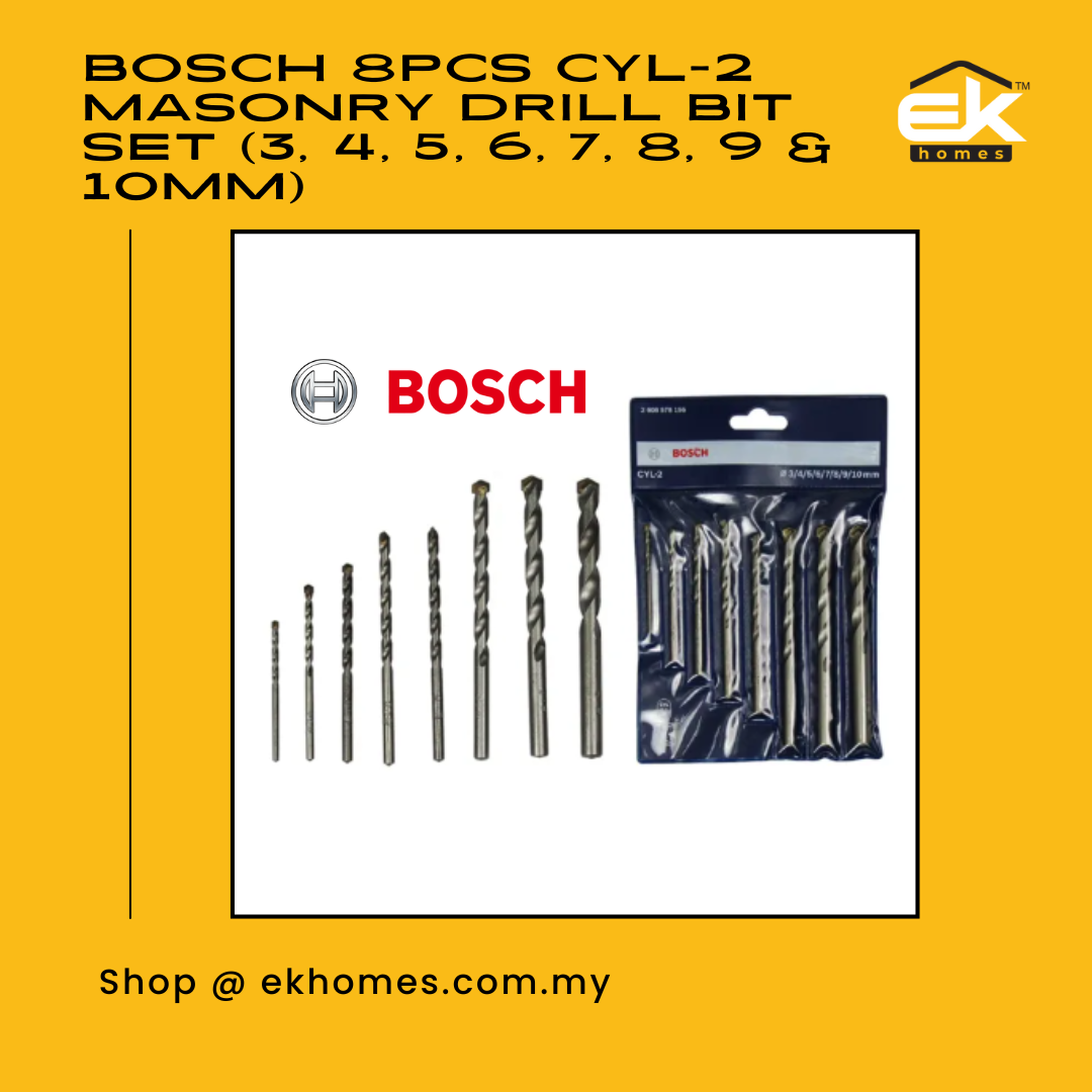 BOSCH 8pcs CYL-2 Masonry Drill Bit Set (3, 4, 5, 6, 7, 8, 9 & 10mm) 