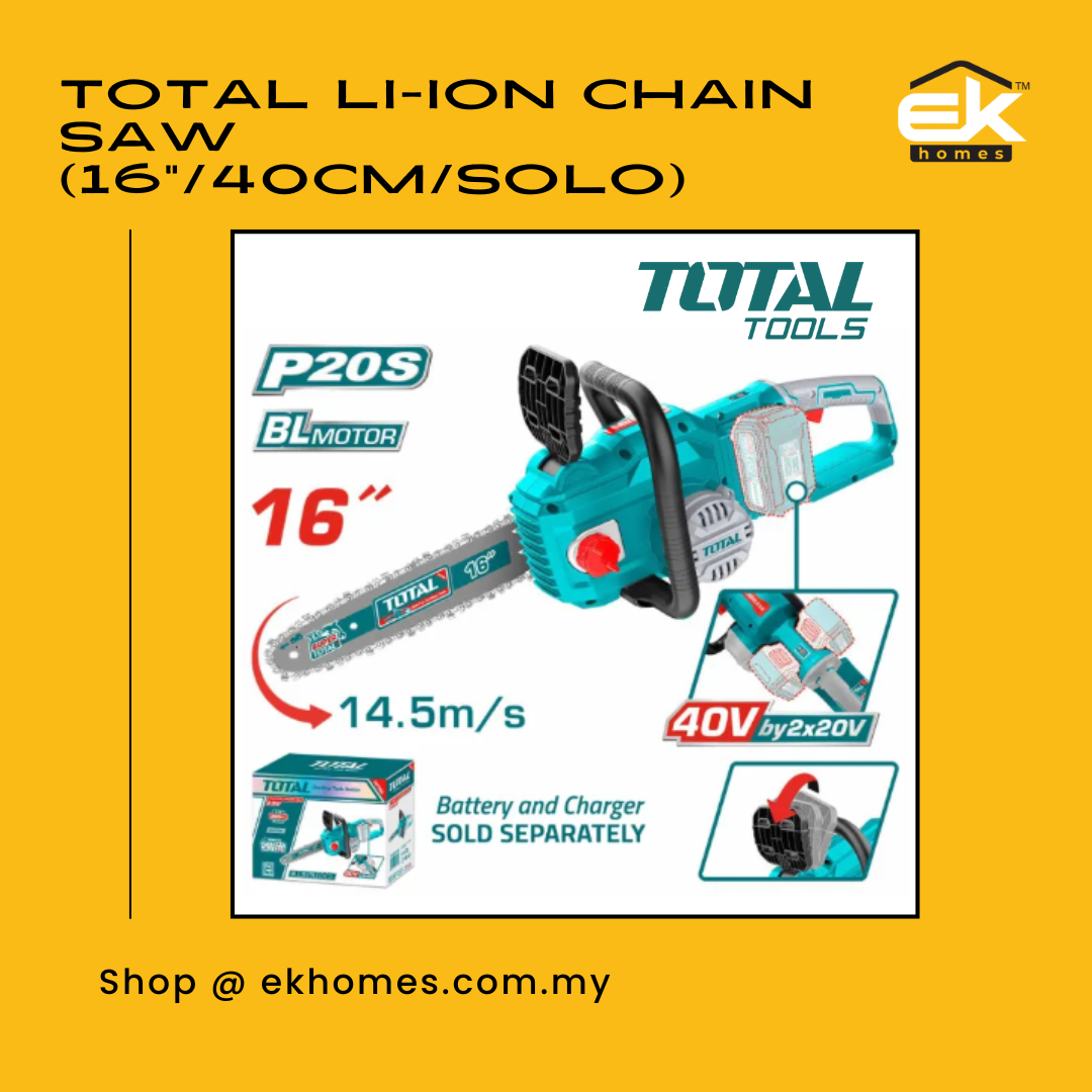 Total  Li-ion Chain Saw (16"/40cm/SOLO) Brushless Motor + Quick Chain Brake + Auto Lubrication P20S 20V 