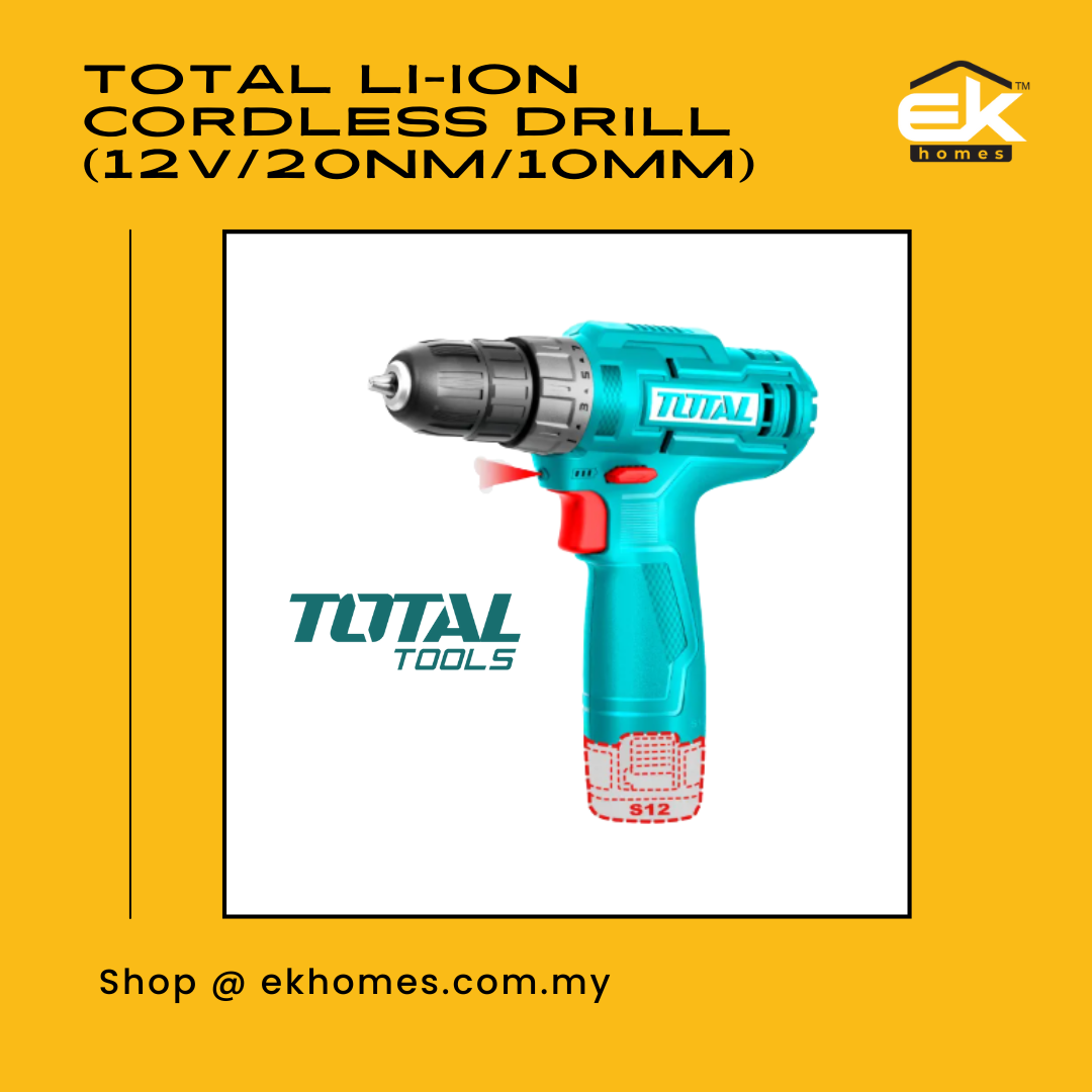 Total Li-ion Cordless Drill (12V/20Nm/10mm) USB Type-C Charging