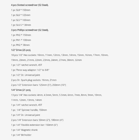 Total 147 Pcs Hand Tools Set with Pliers, Screwdriver, Hammer, Wrench, Ratchet Wrench & Hex Socket 
