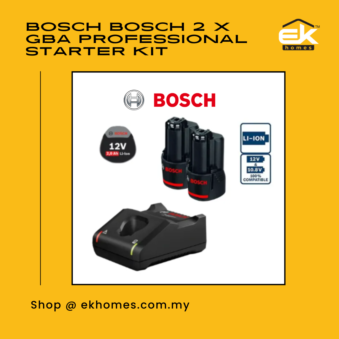 Bosch 2 x GBA 12V 2.0Ah Battery + GAL 12V-40 Fast Charger Professional Starter Kit  