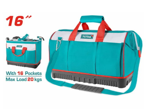 Total Tools Bag (16"/Max Load 20kg) 16 Pockets + Adjustable Shoulder Strap 