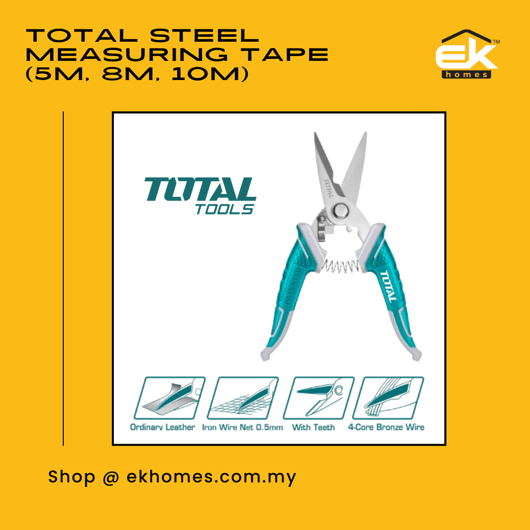 Total Electrician's Scissors (7" / 8"), with Teeth, Bronze Wire, Iron Net, Metal Mesh, Leather - 