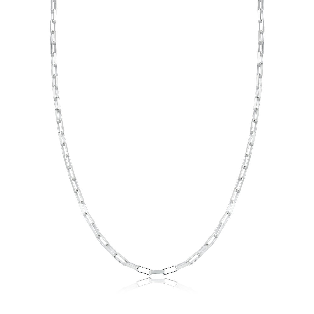 Corrente de elos retangular em prata