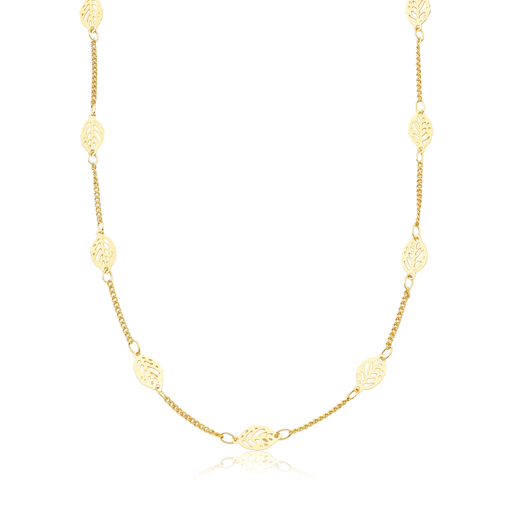 Colar com pingentes de folha