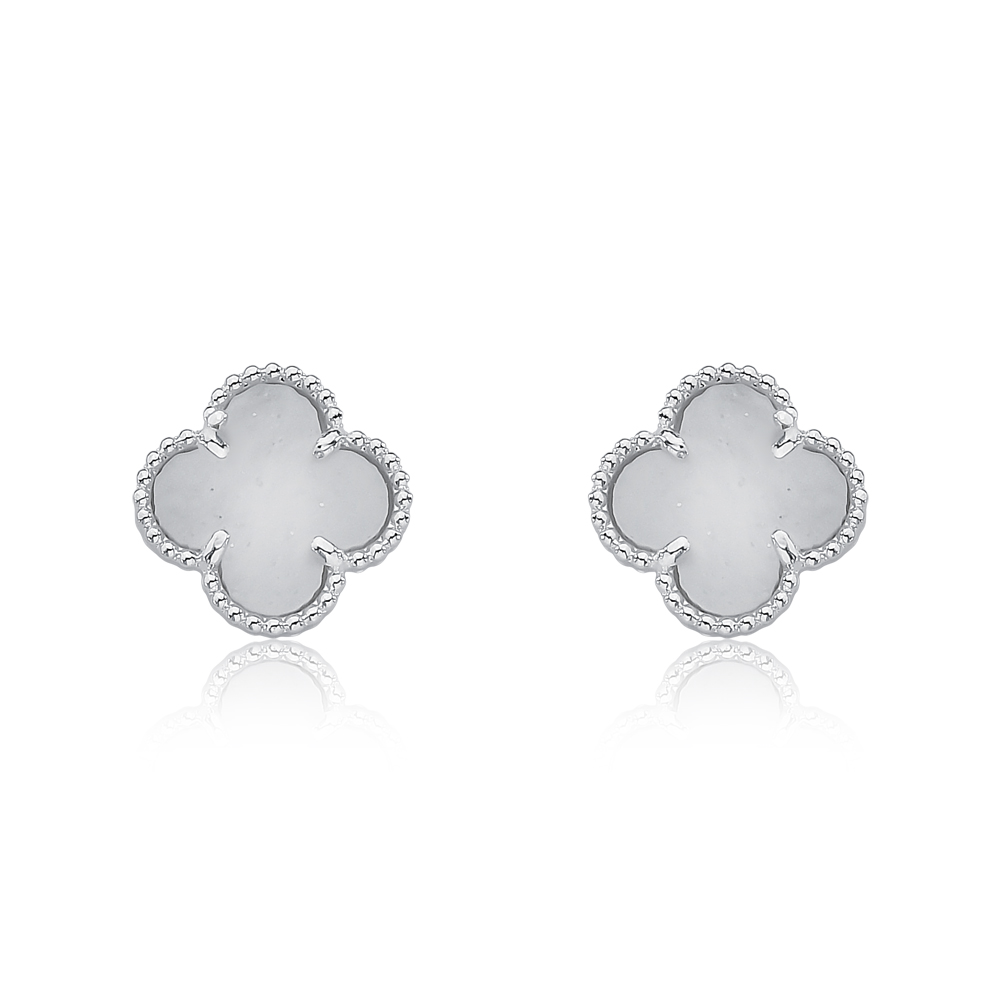 Brincos trevo de quatro folhas em prata