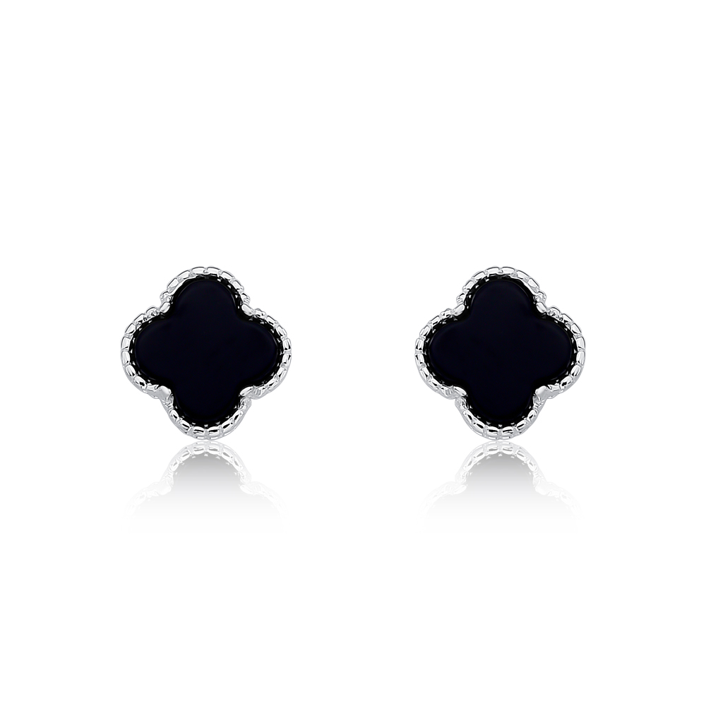 Brincos de trevo cor Preta