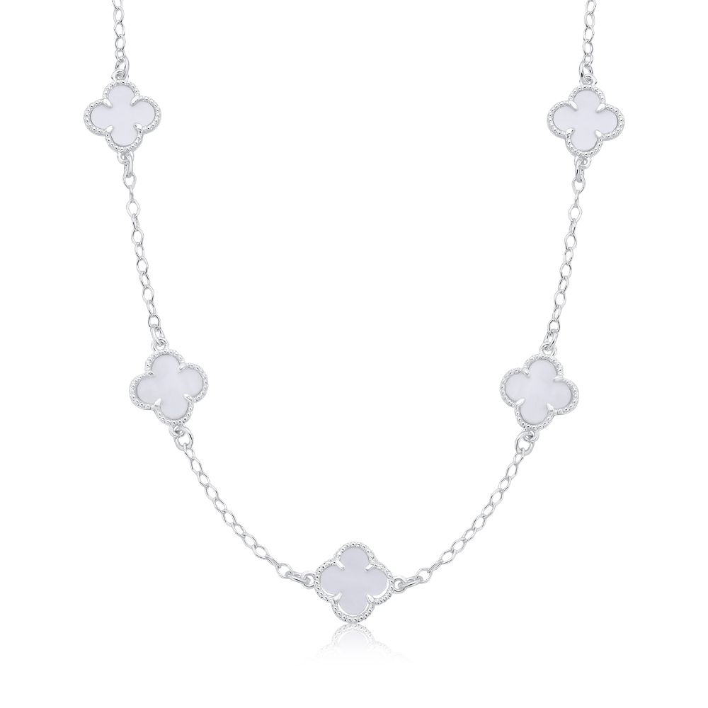 Colar de prata com pingentes de madrepérola