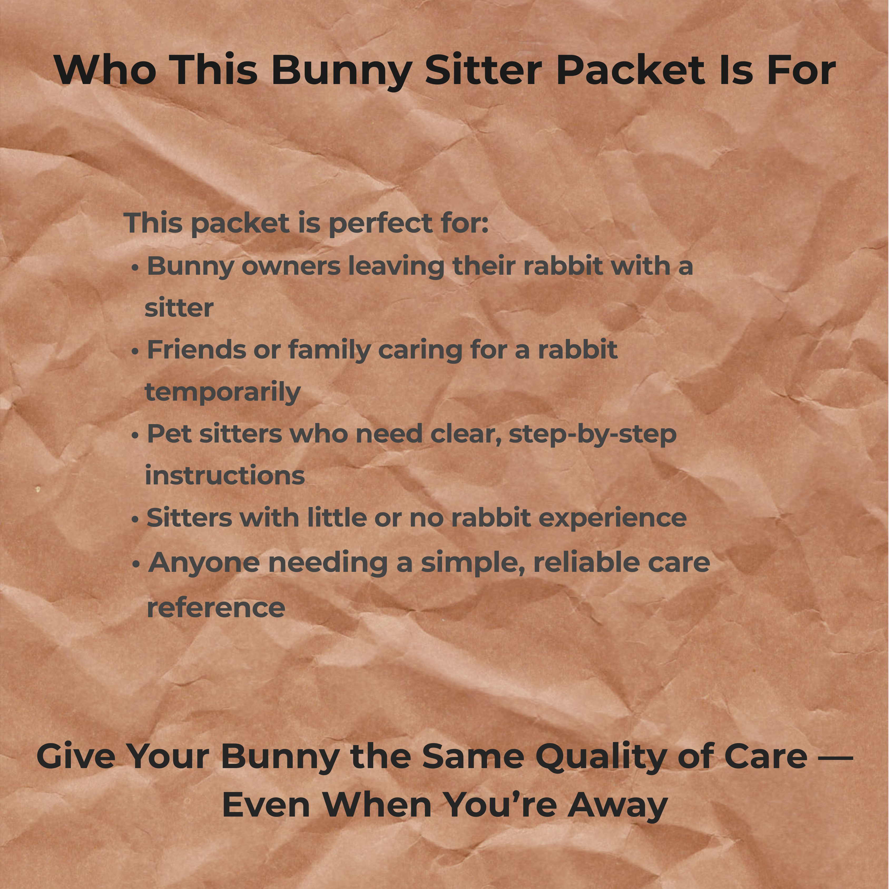 Bunny Sitter Information Packet 