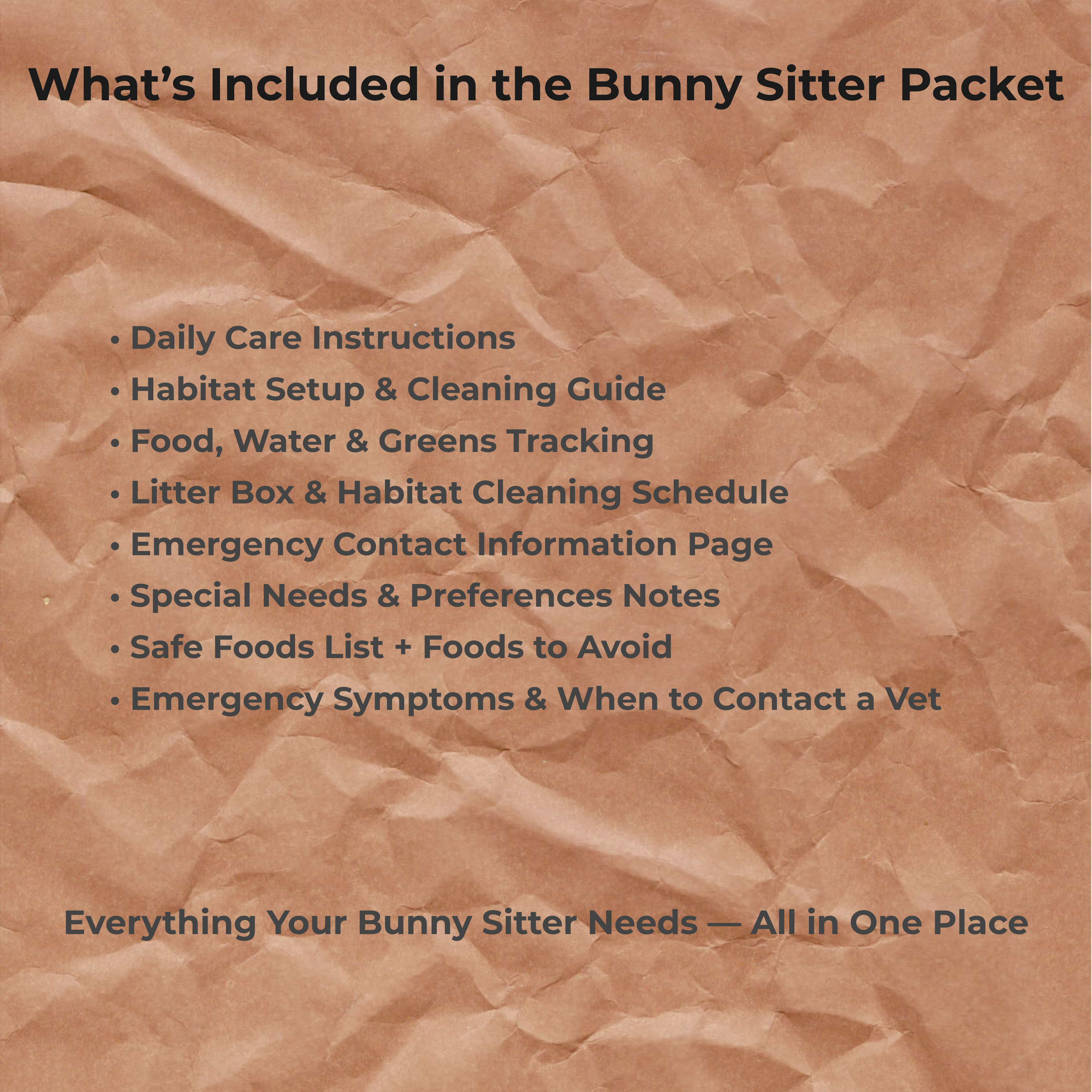 Bunny Sitter Information Packet 