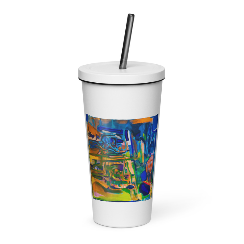 Insulated tumbler with a straw