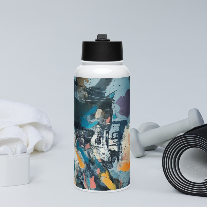 Stainless steel water bottle with a straw lid