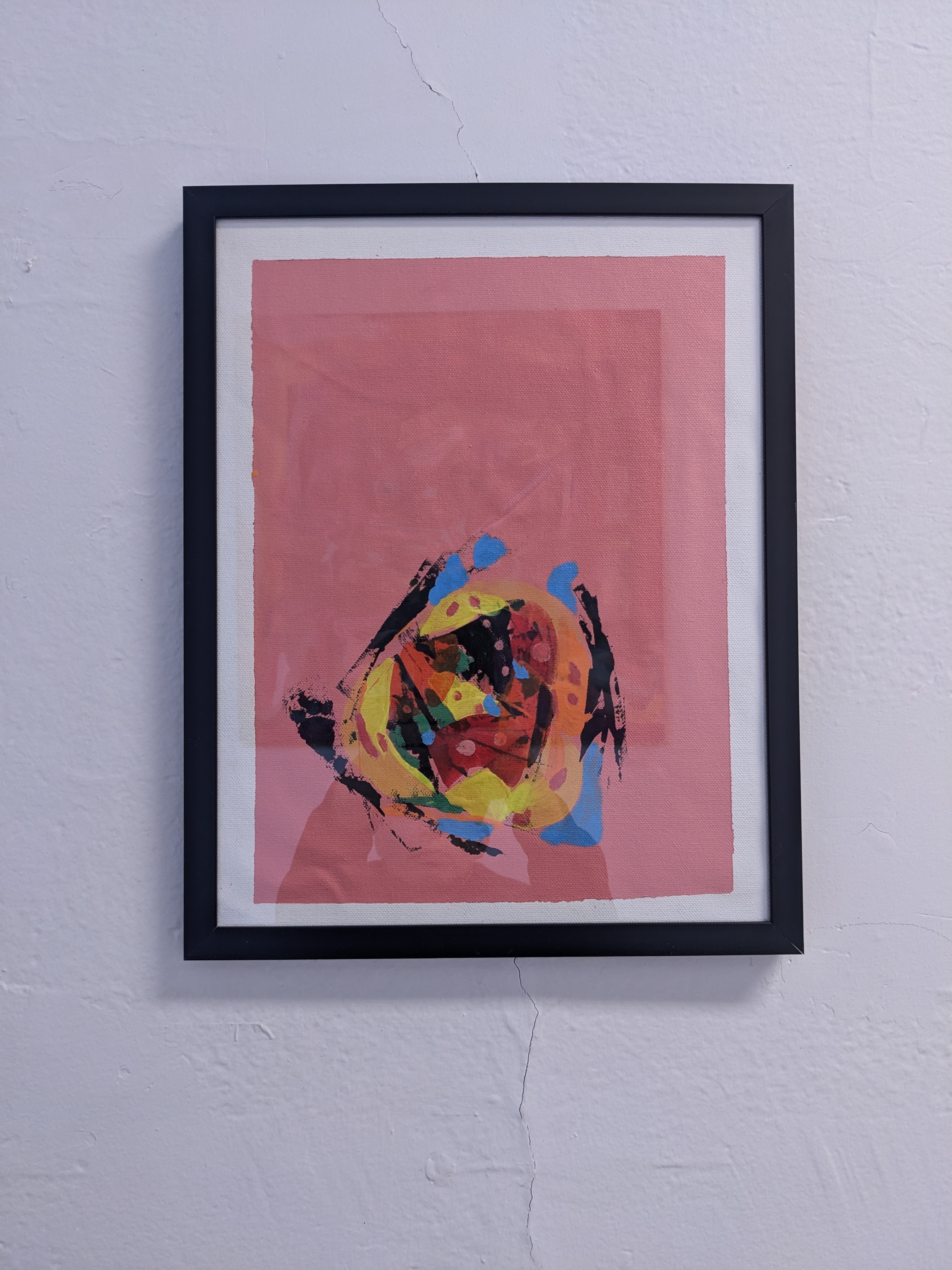 Abstract framed canvas 9" x 11" pink "Dream Cloud" no.9