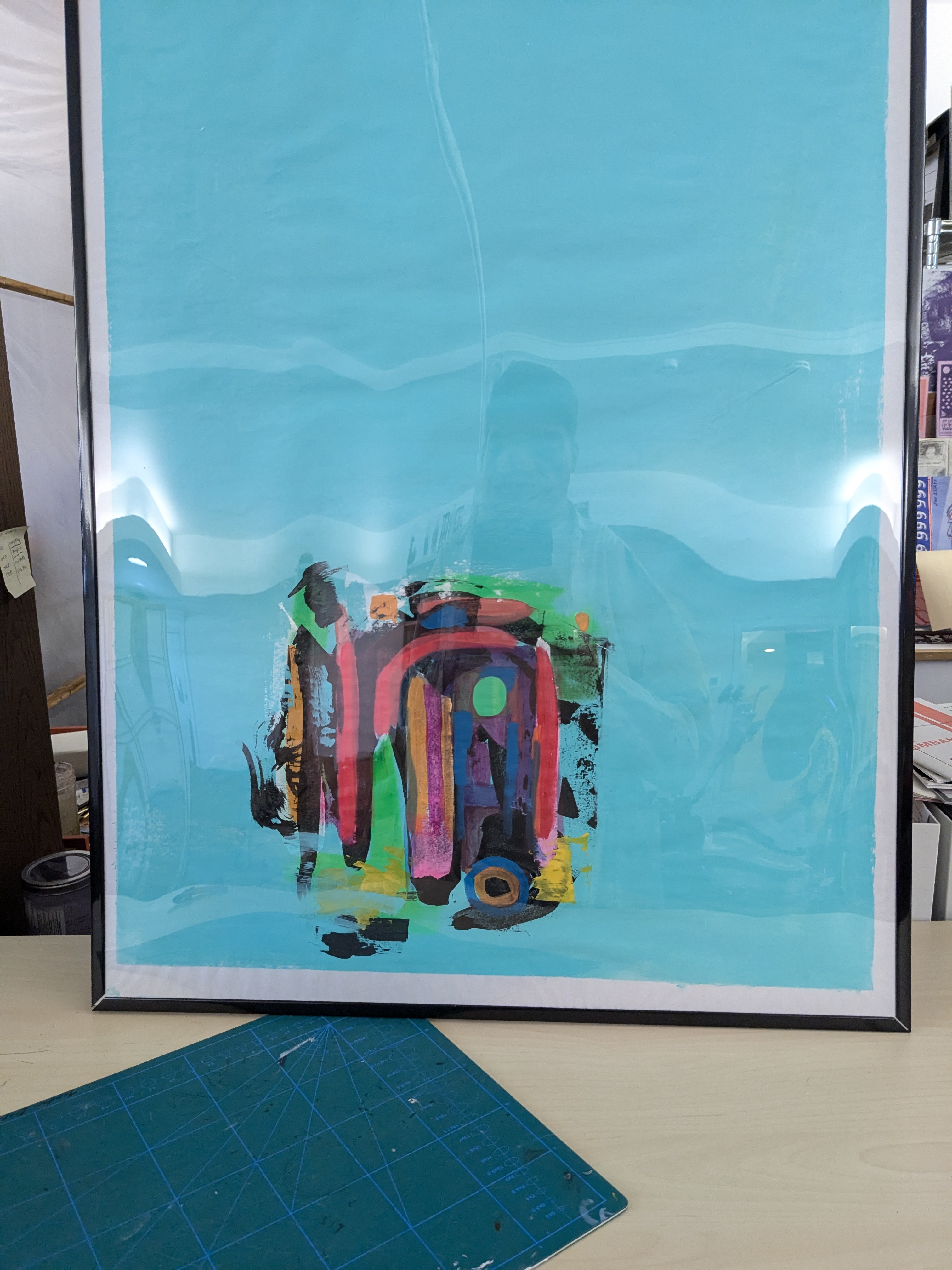 Abstract Teal Vellum Art