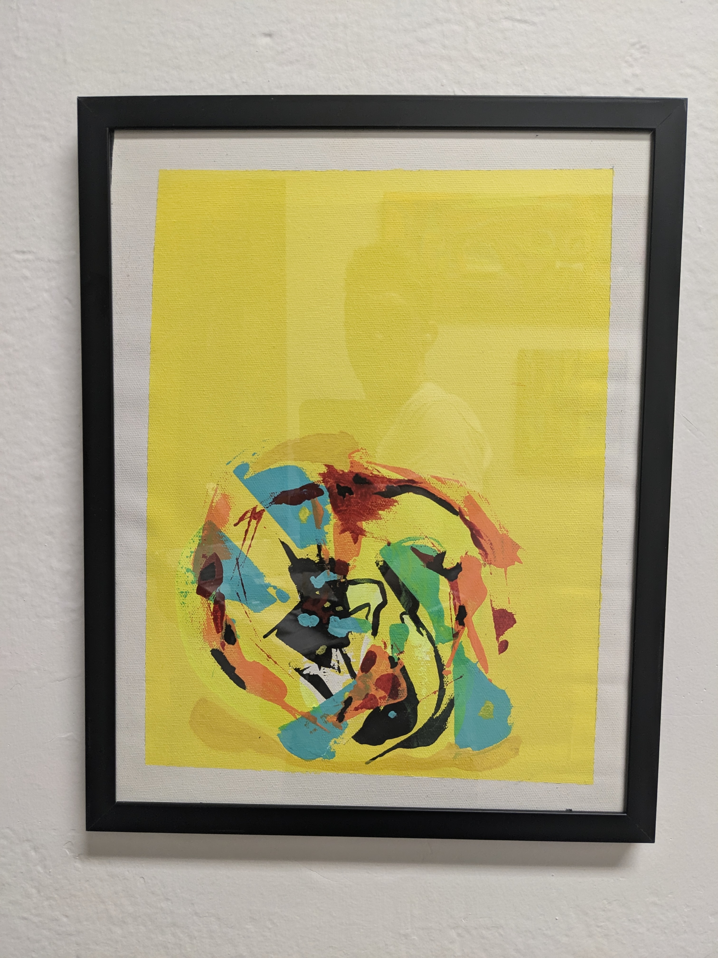 Abstract Yellow Artwork on canvas 11"x" 9 acrylic yellow" Dream Cloud" no..7