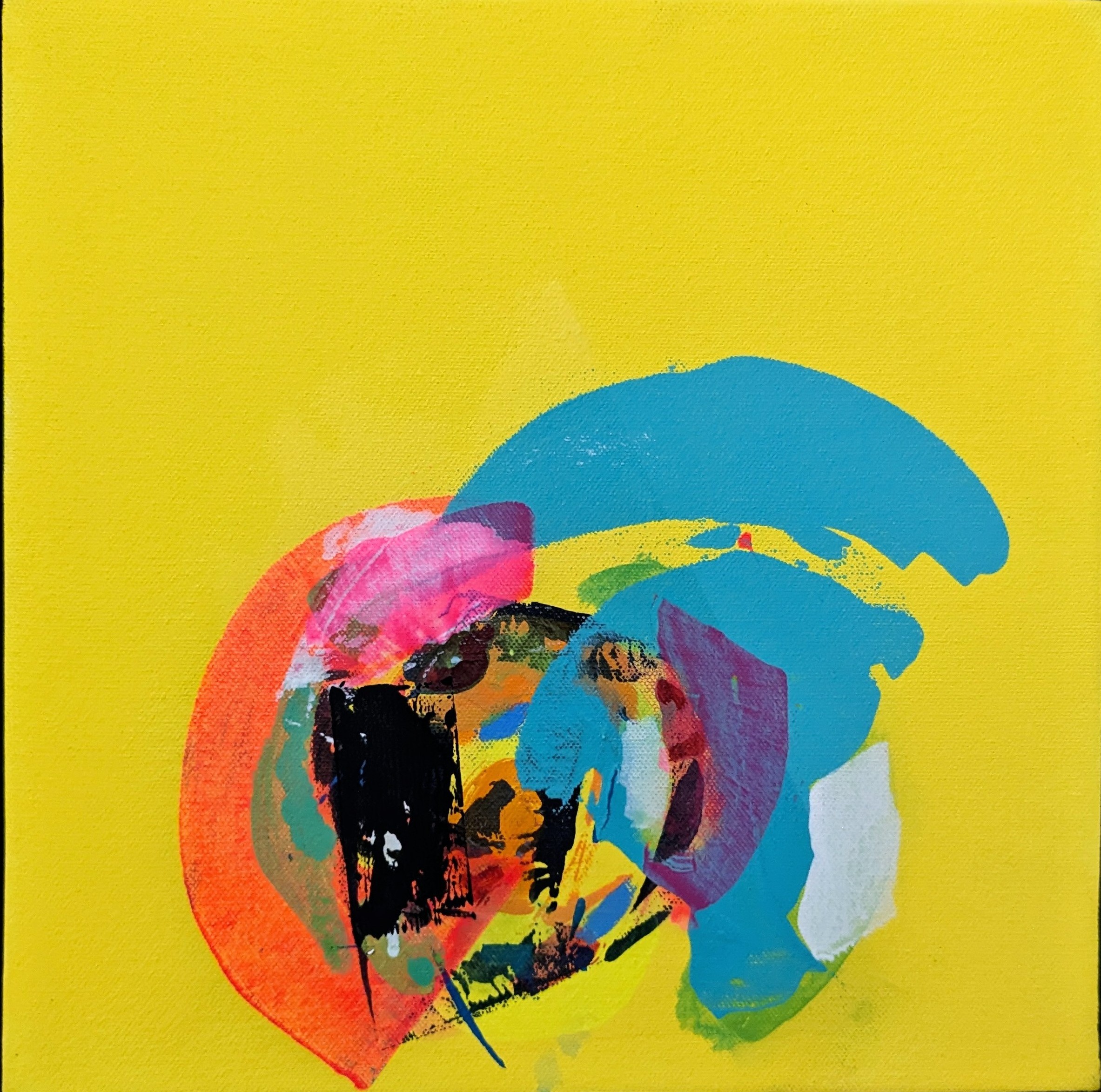 Vivid Abstract Canvas Art 12x12 Yellow "Dream Cloud" no.1