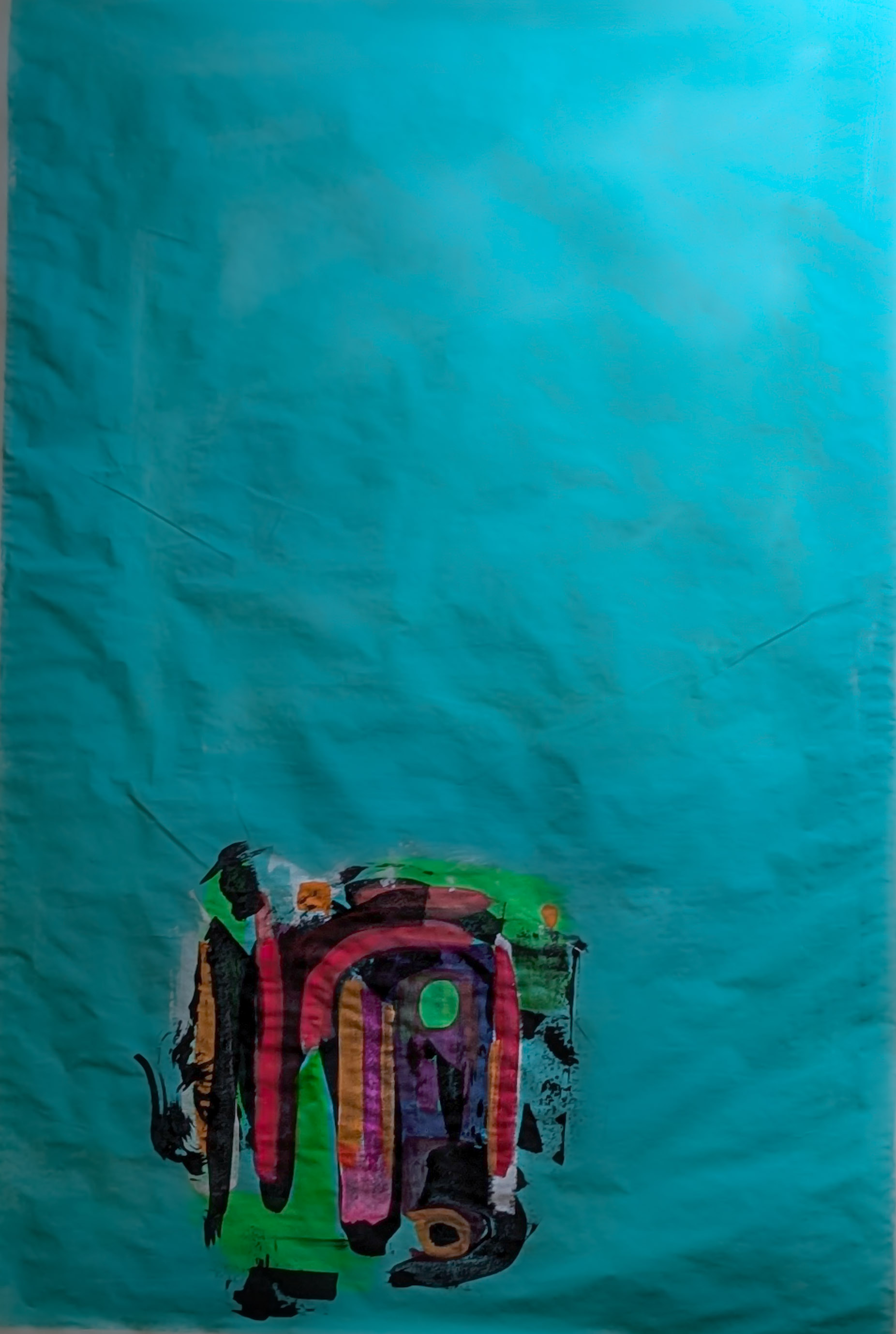 Abstract Teal Vellum Art