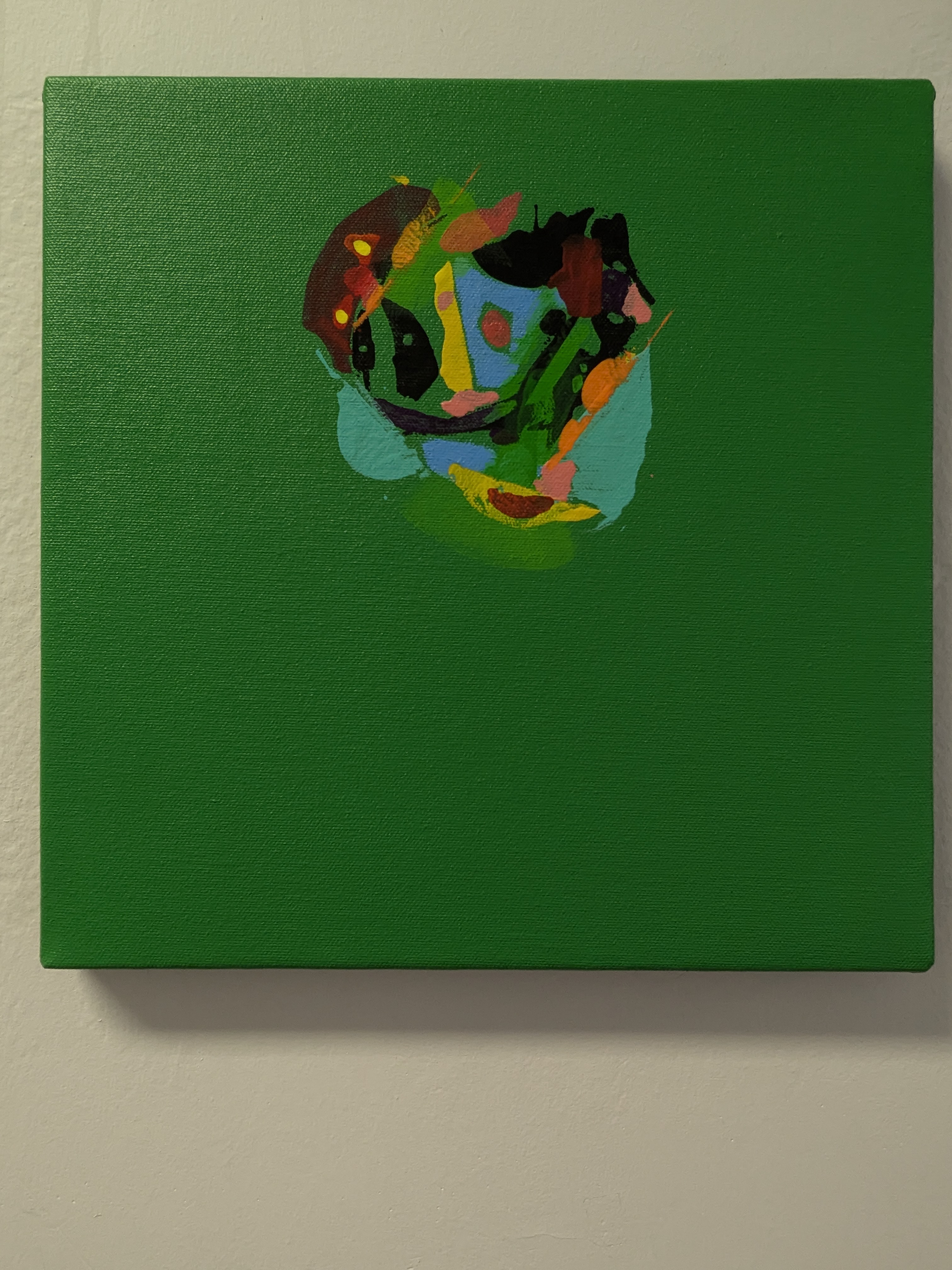 Abstract Green Canvas Art 12" x 12" acrylic green " Dream Cloud" no. 5