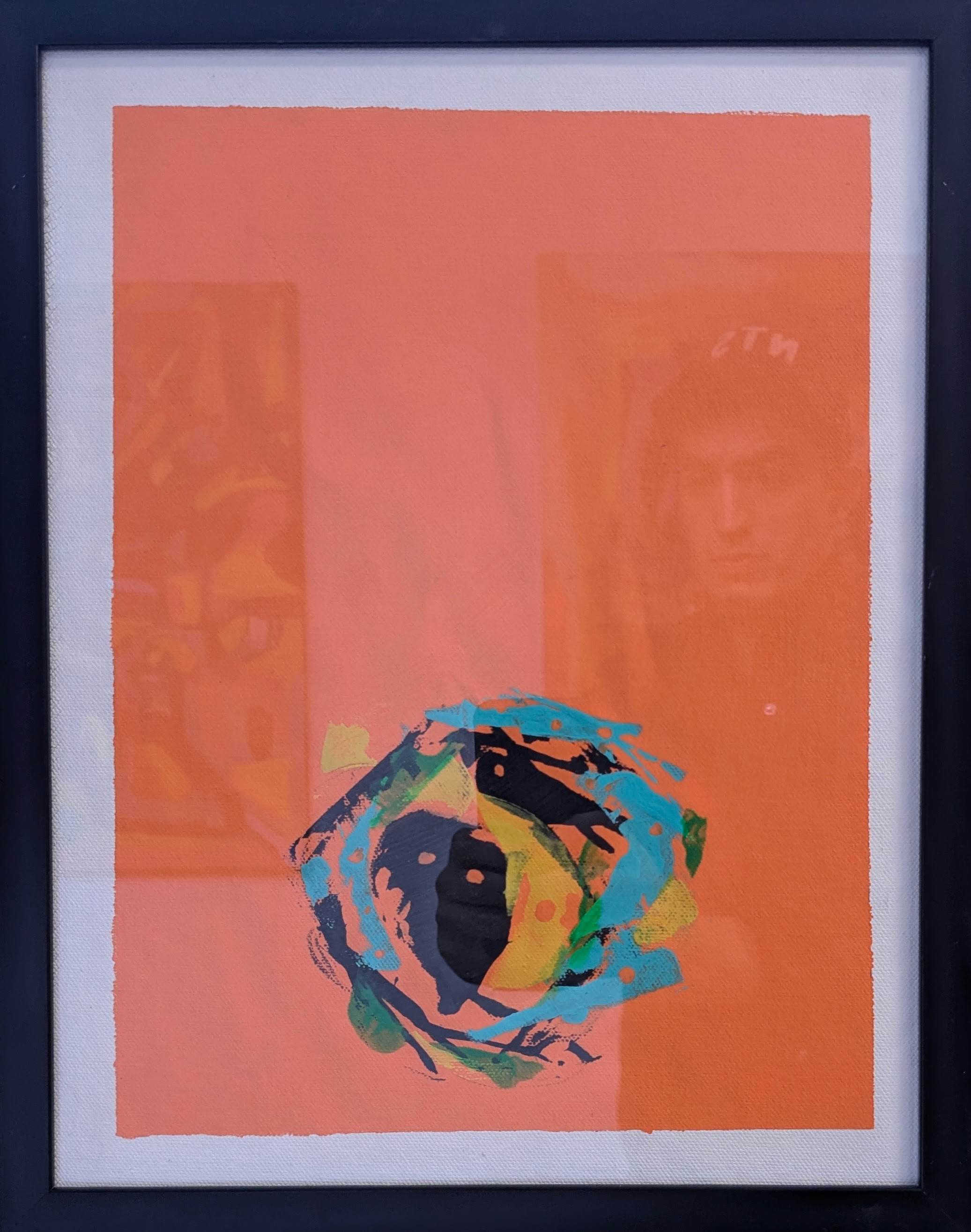 Abstract Artwork on Canvas 11"x9" orange "Dream Cloud" no. 11