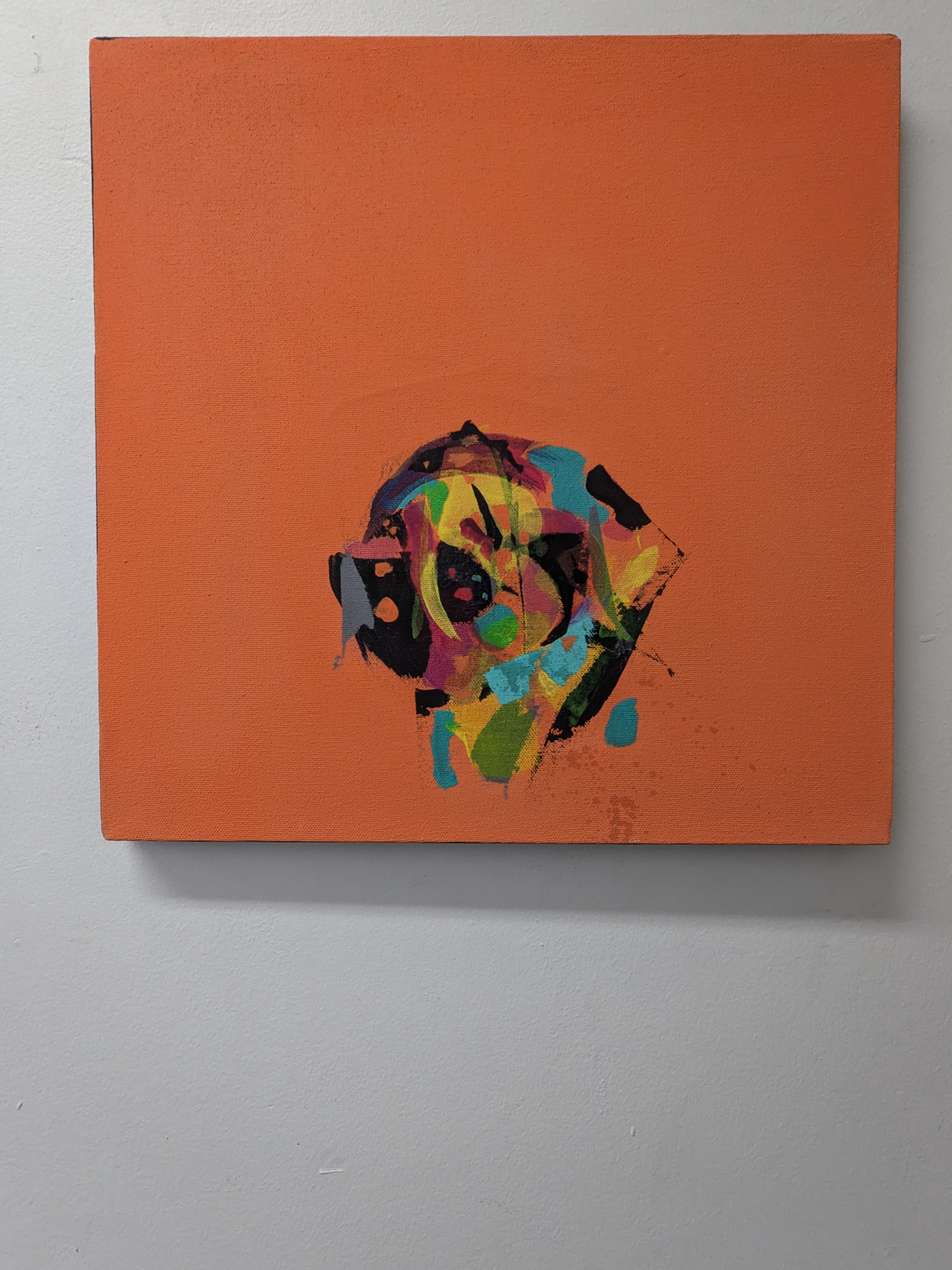 Abstract Orange Canvas Art 15" x 15" acrylic orange " Cream Cloud" NO. 6