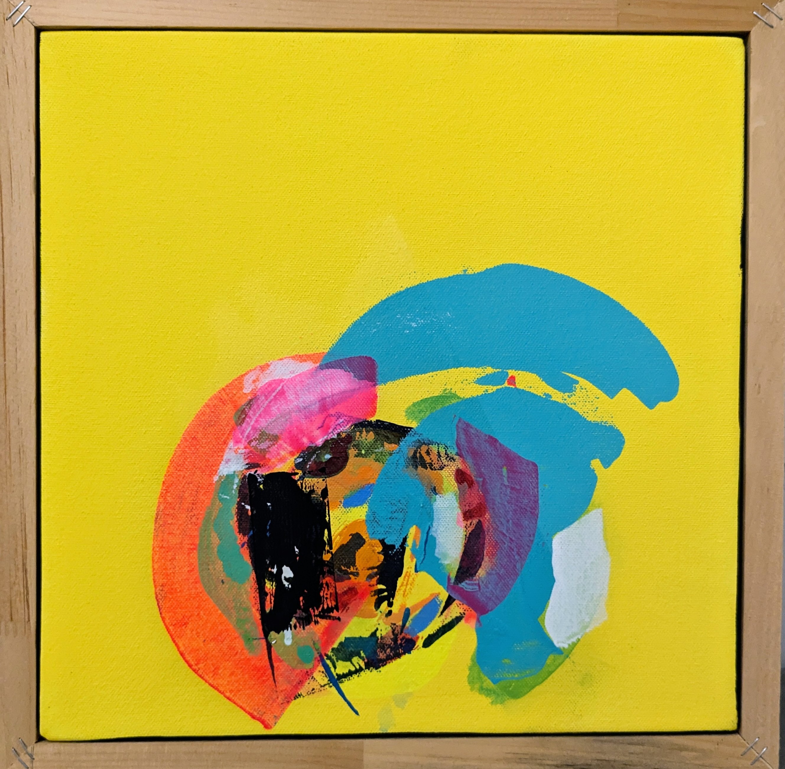 Vivid Abstract Canvas Art 12x12 Yellow "Dream Cloud" no.1