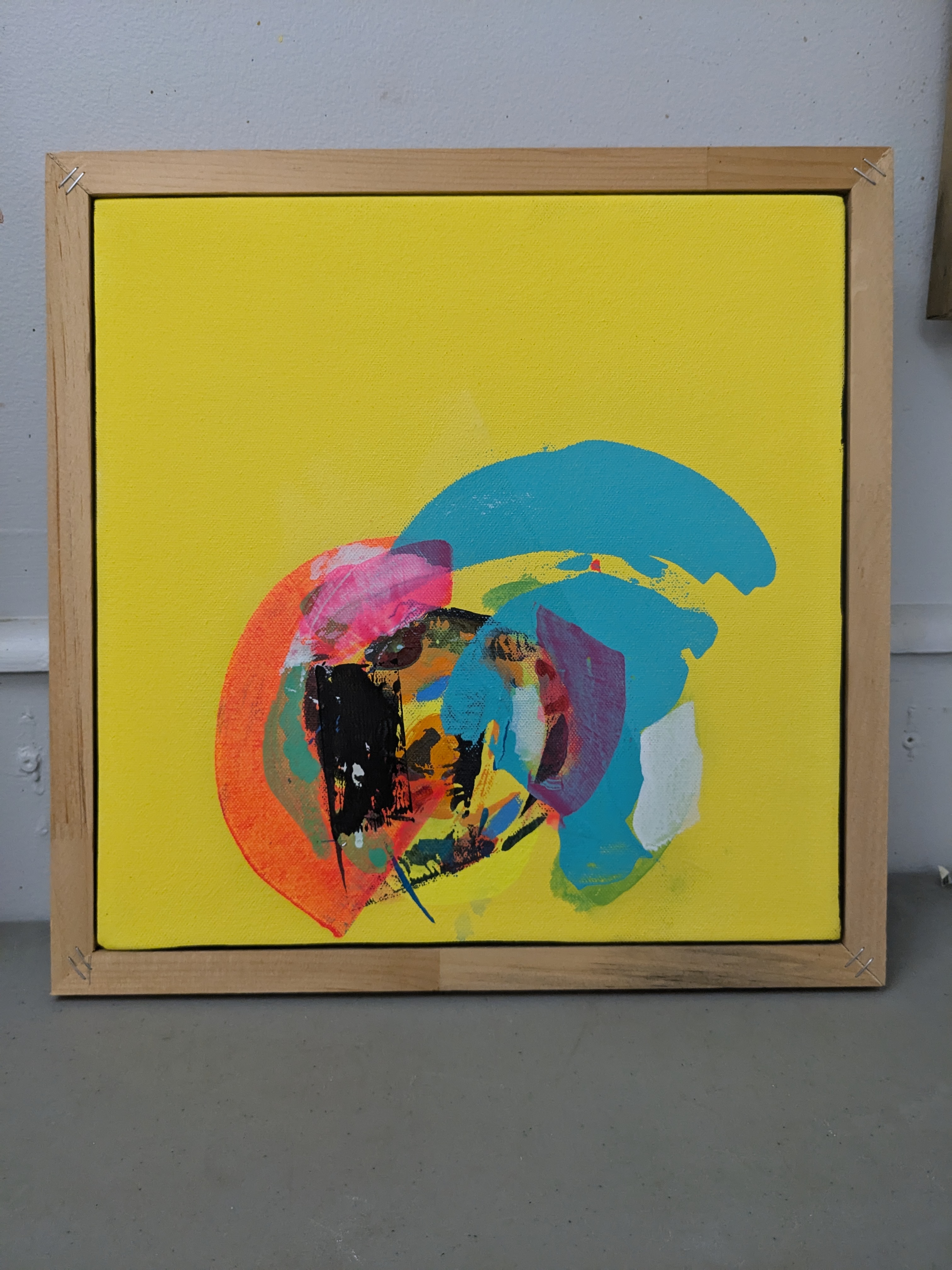 Vivid Abstract Canvas Art 12x12 Yellow "Dream Cloud" no.1