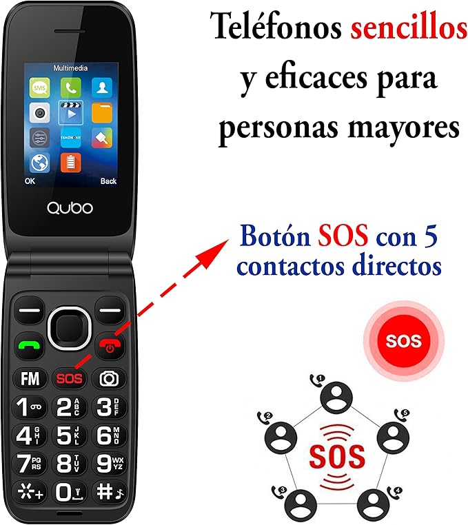 Teléfono móvil tipo concha Qubo