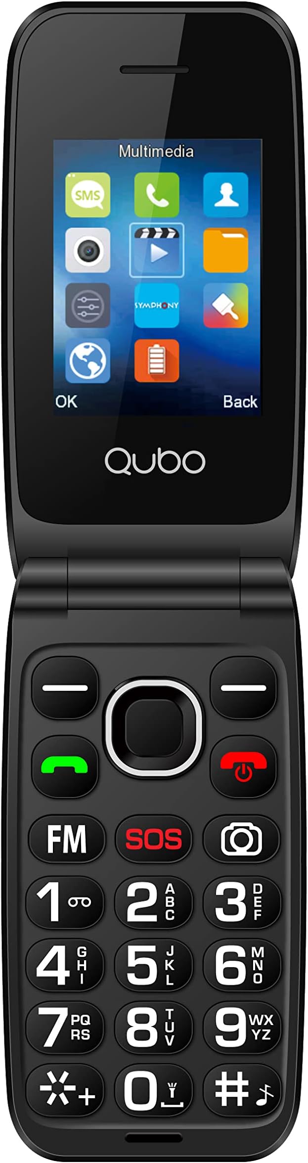 Teléfono móvil tipo concha Qubo