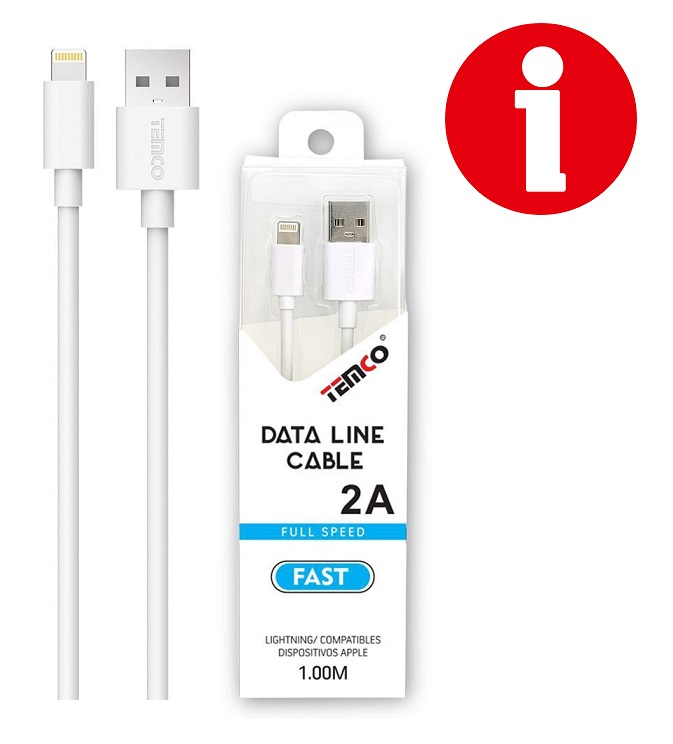 Cable de datos Lightning a USB, 2A.