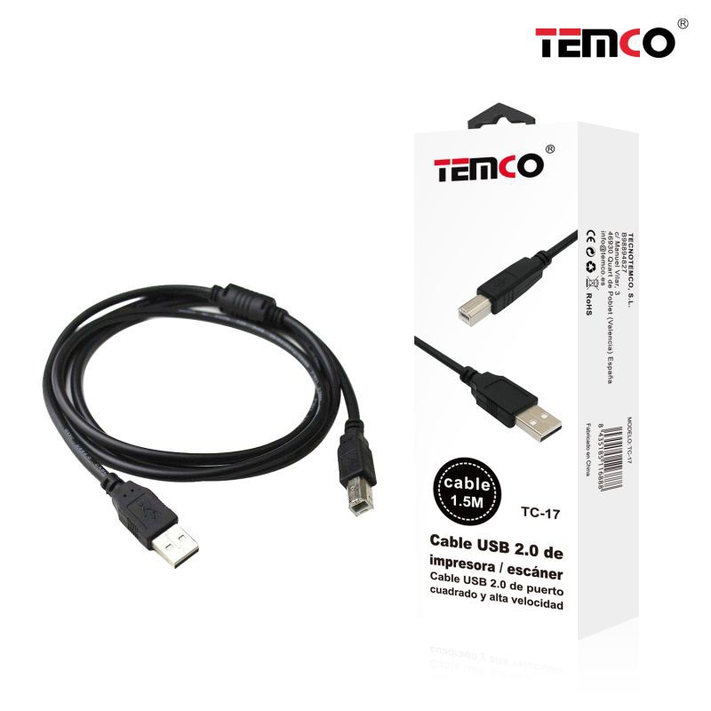 Cable USB 2.0 para impresora 1.5m