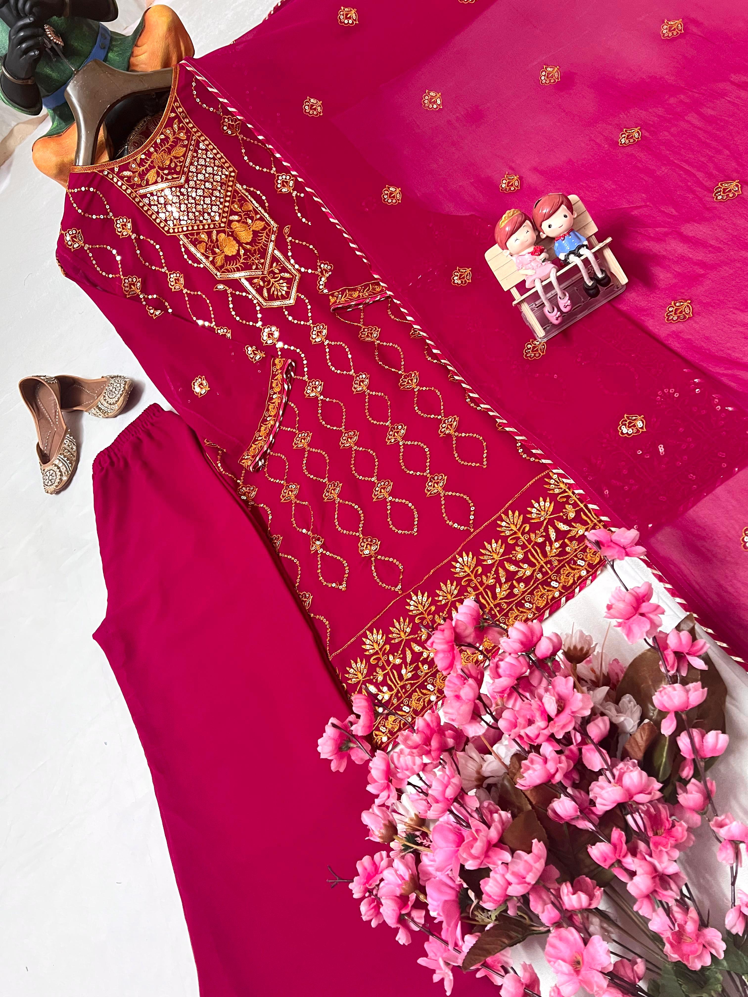 Rani pink straight fit kurti