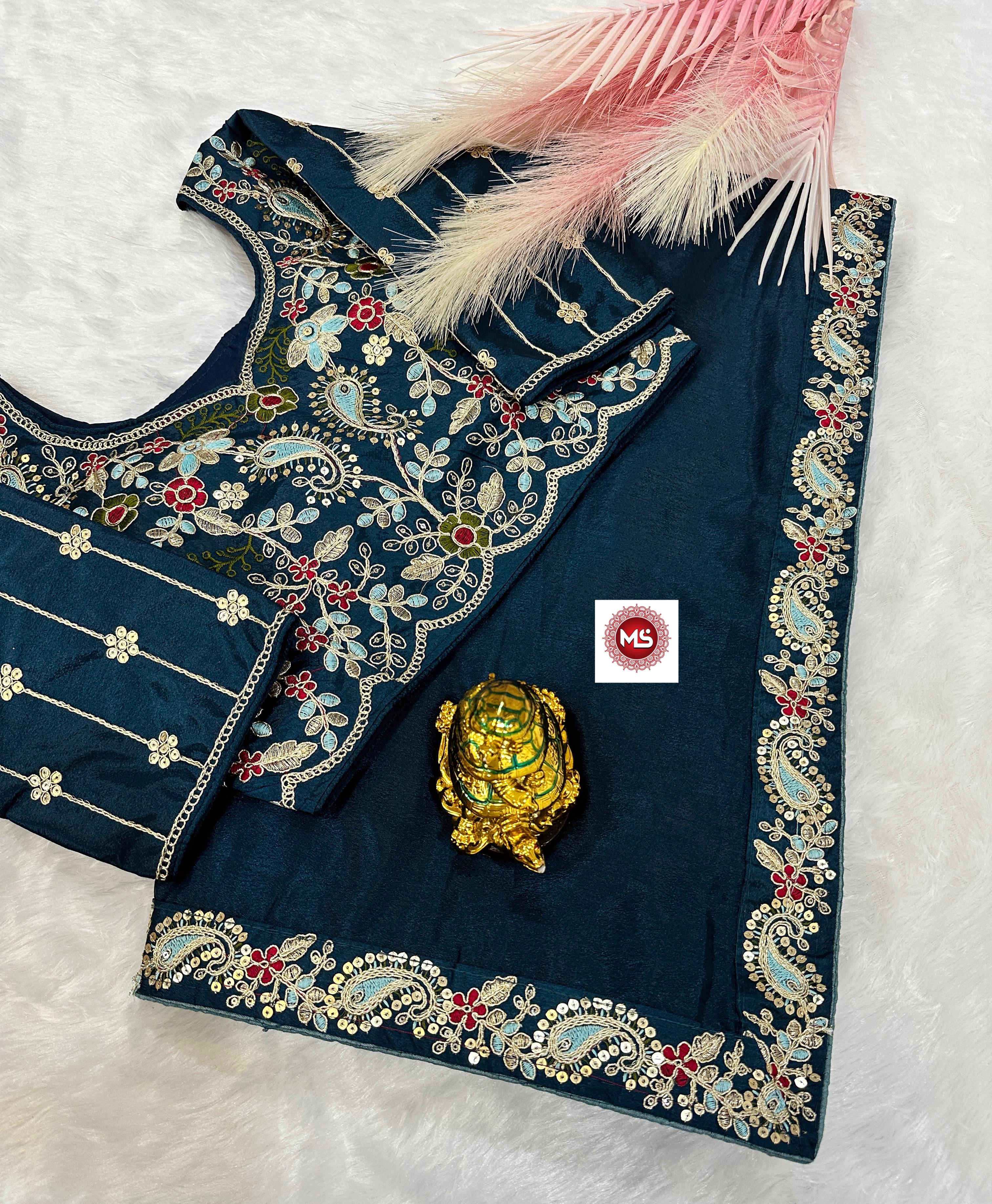 navy blue blouse saree