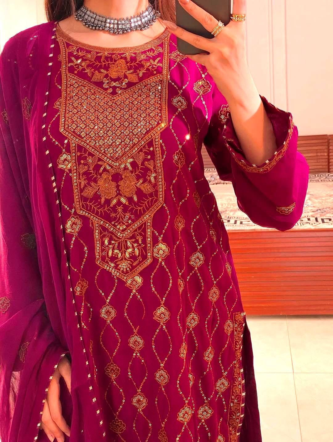 Rani pink straight fit kurti