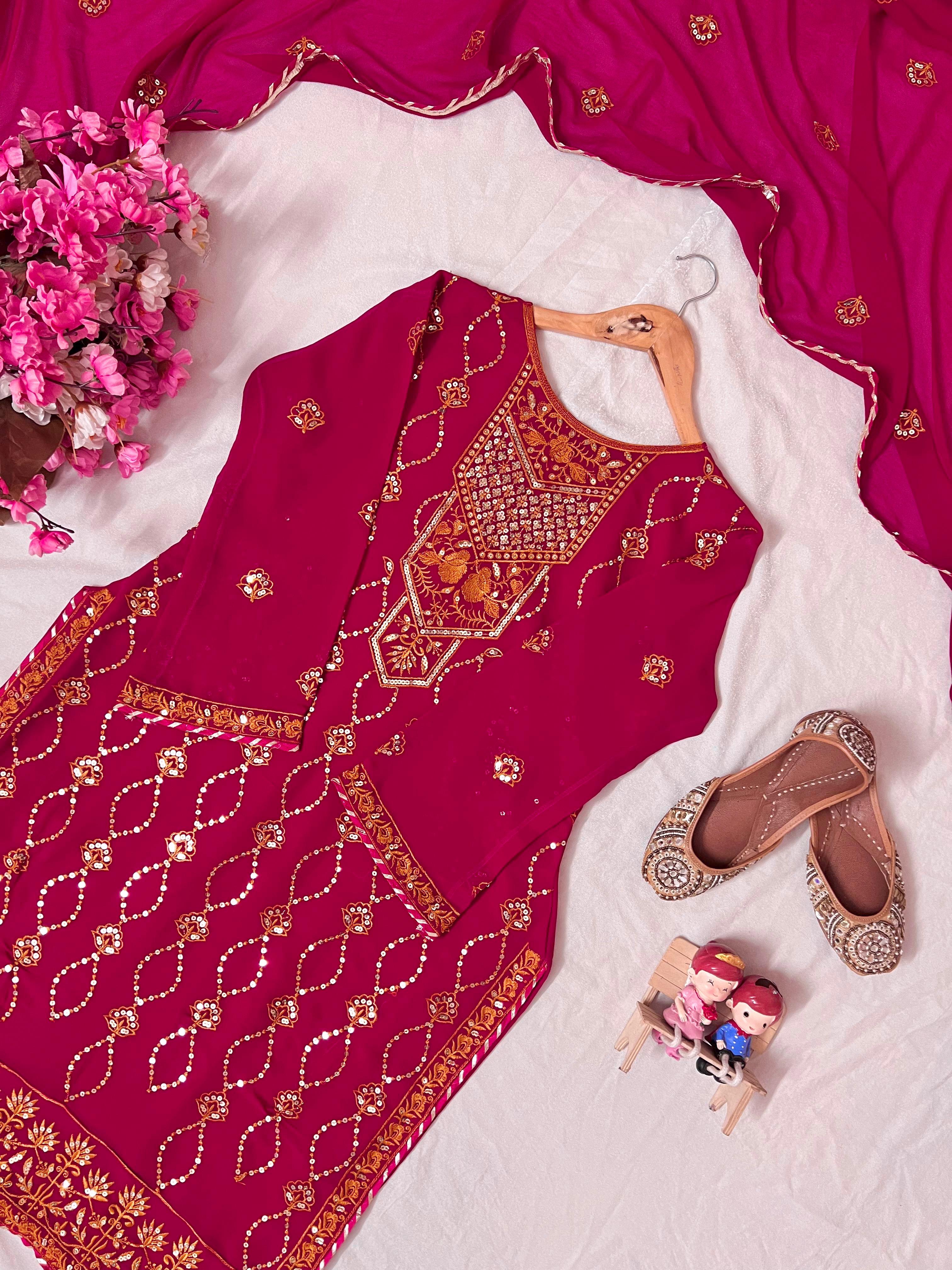 Rani pink straight fit kurti