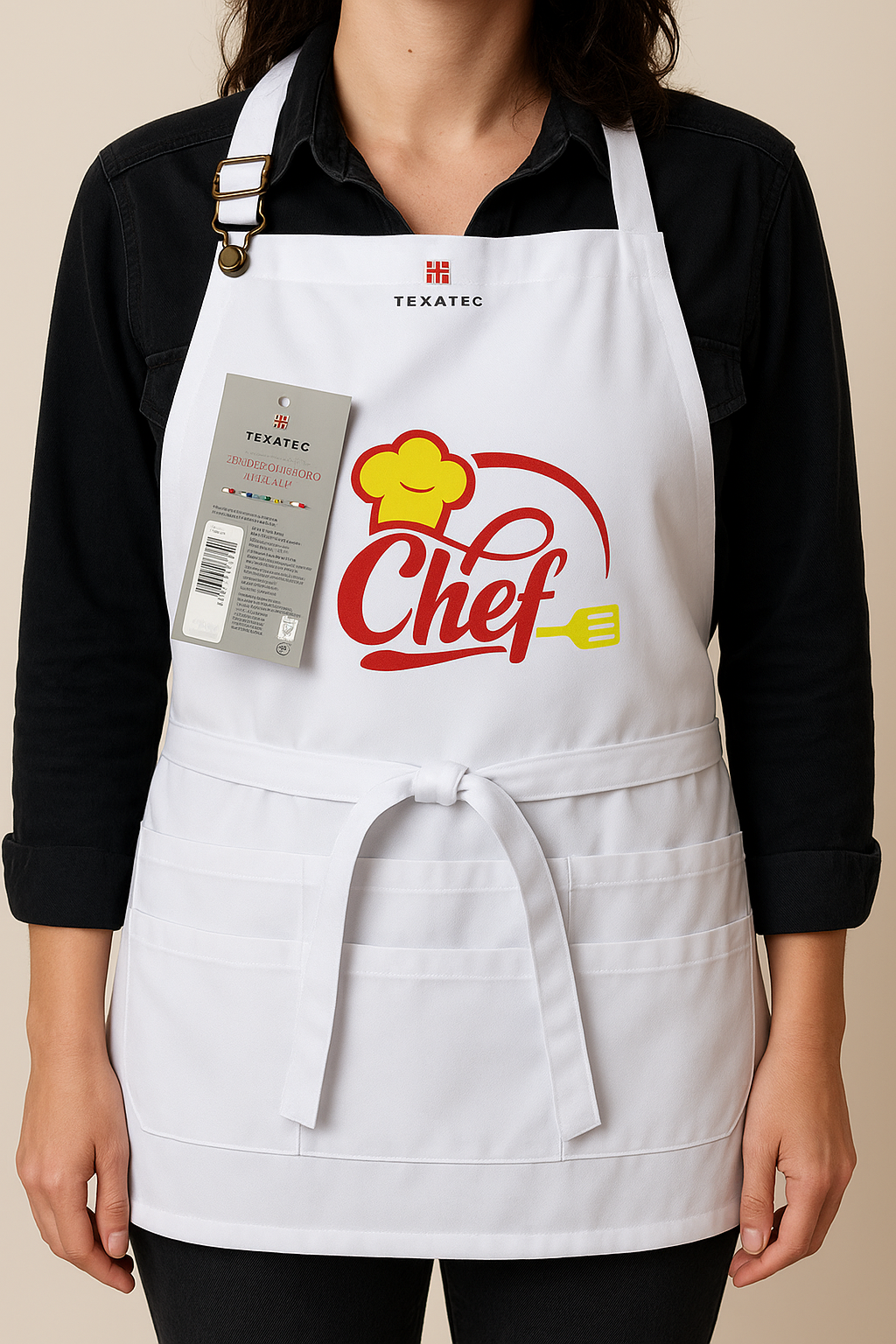 Tablier en polycoton blanc