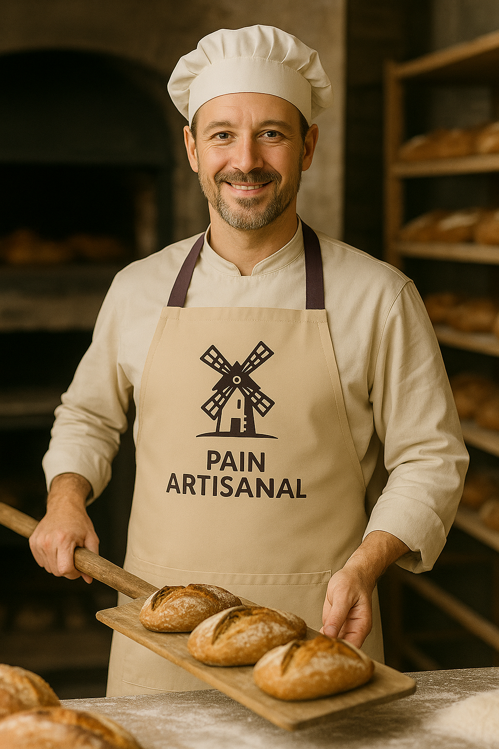 Tablier en polyester beige