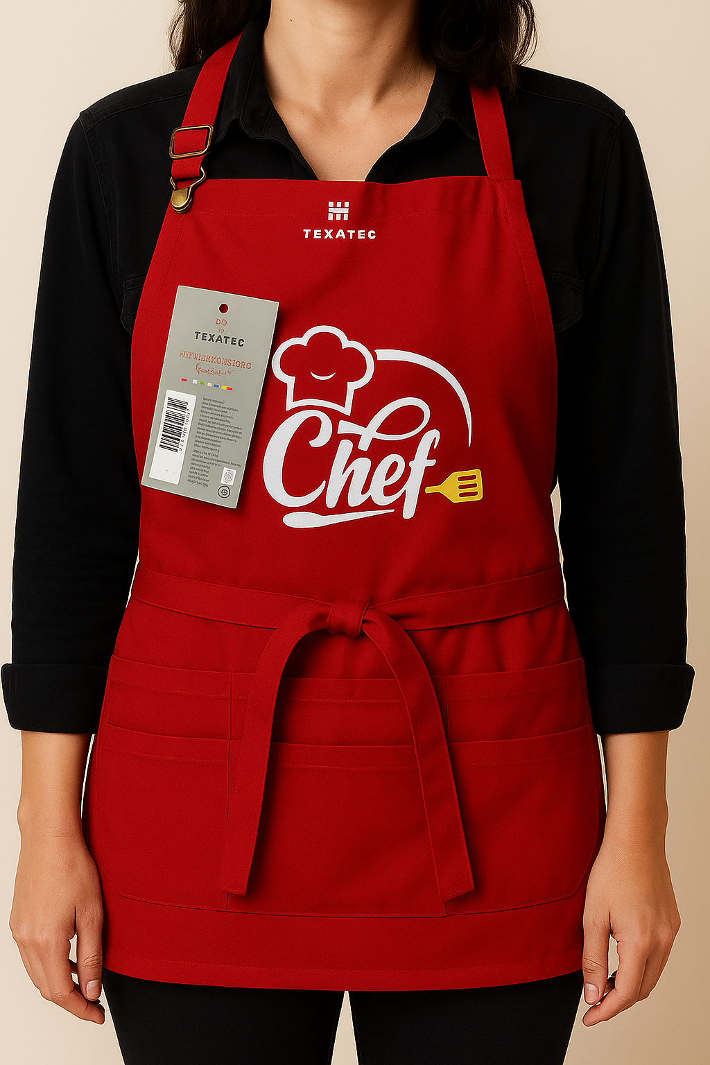 Tablier en coton rouge