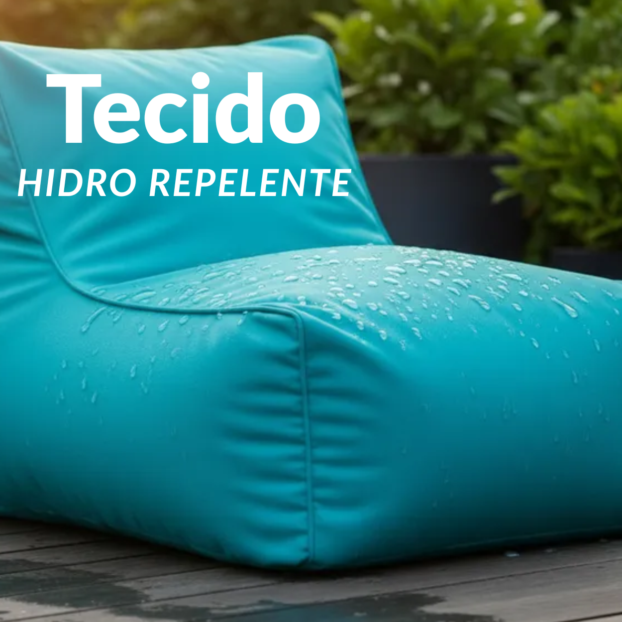 Sofá Puff Zena  80 Cm C/ Apoio de Pés Impermeável Outdoor