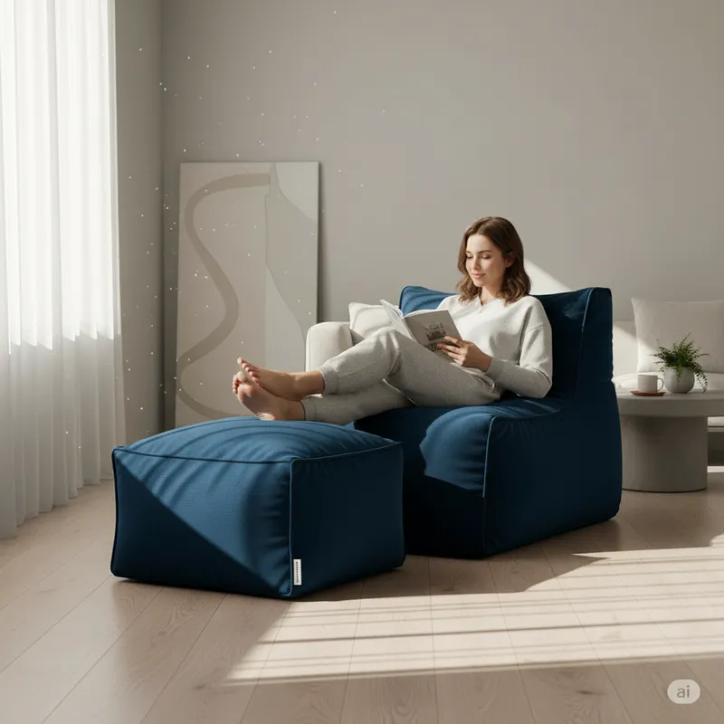 Sofá Puff Zena 80 Cm C/ Apoio de Pés Impermeável Outdoor