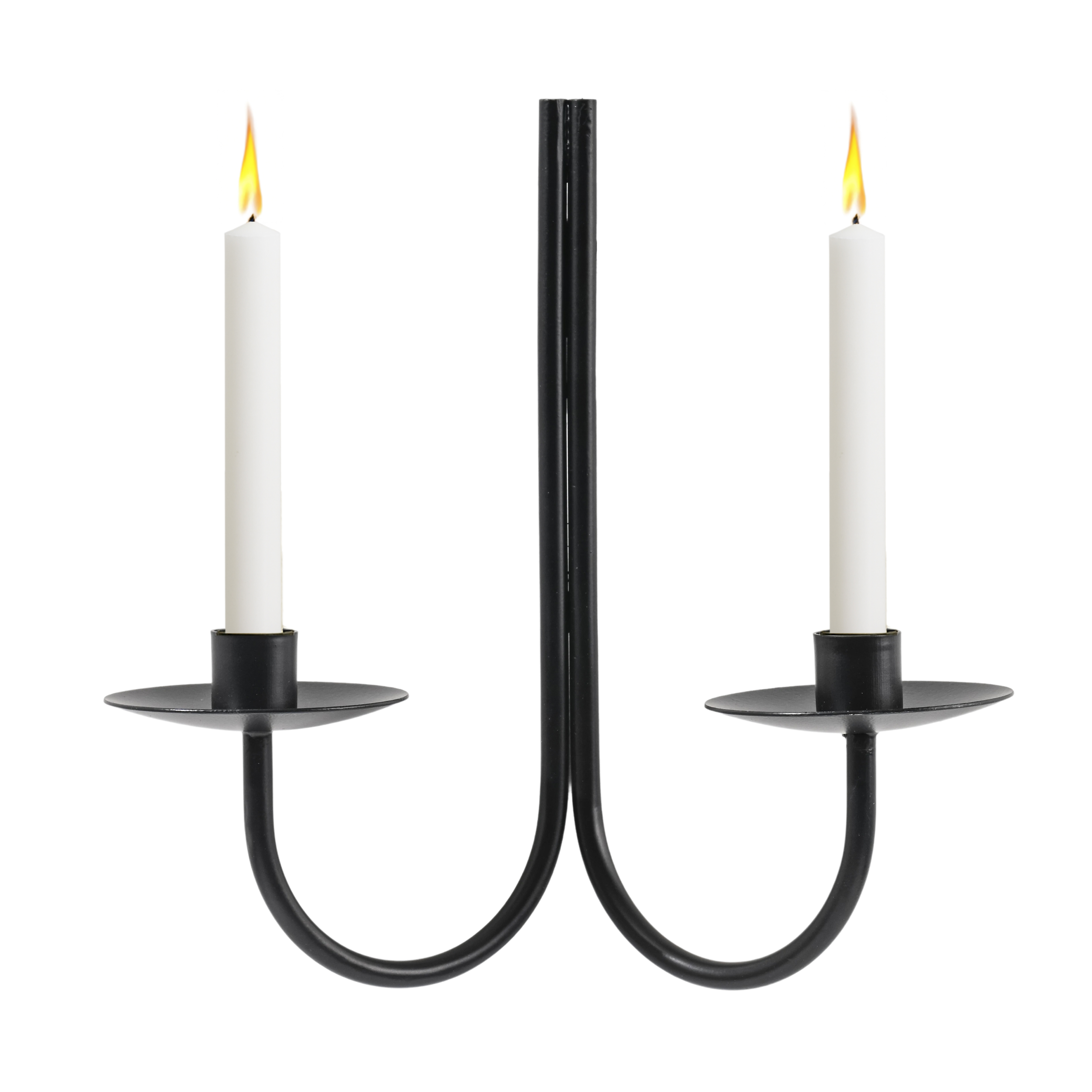 Elegant Black Metal Double Arm Candle Holder