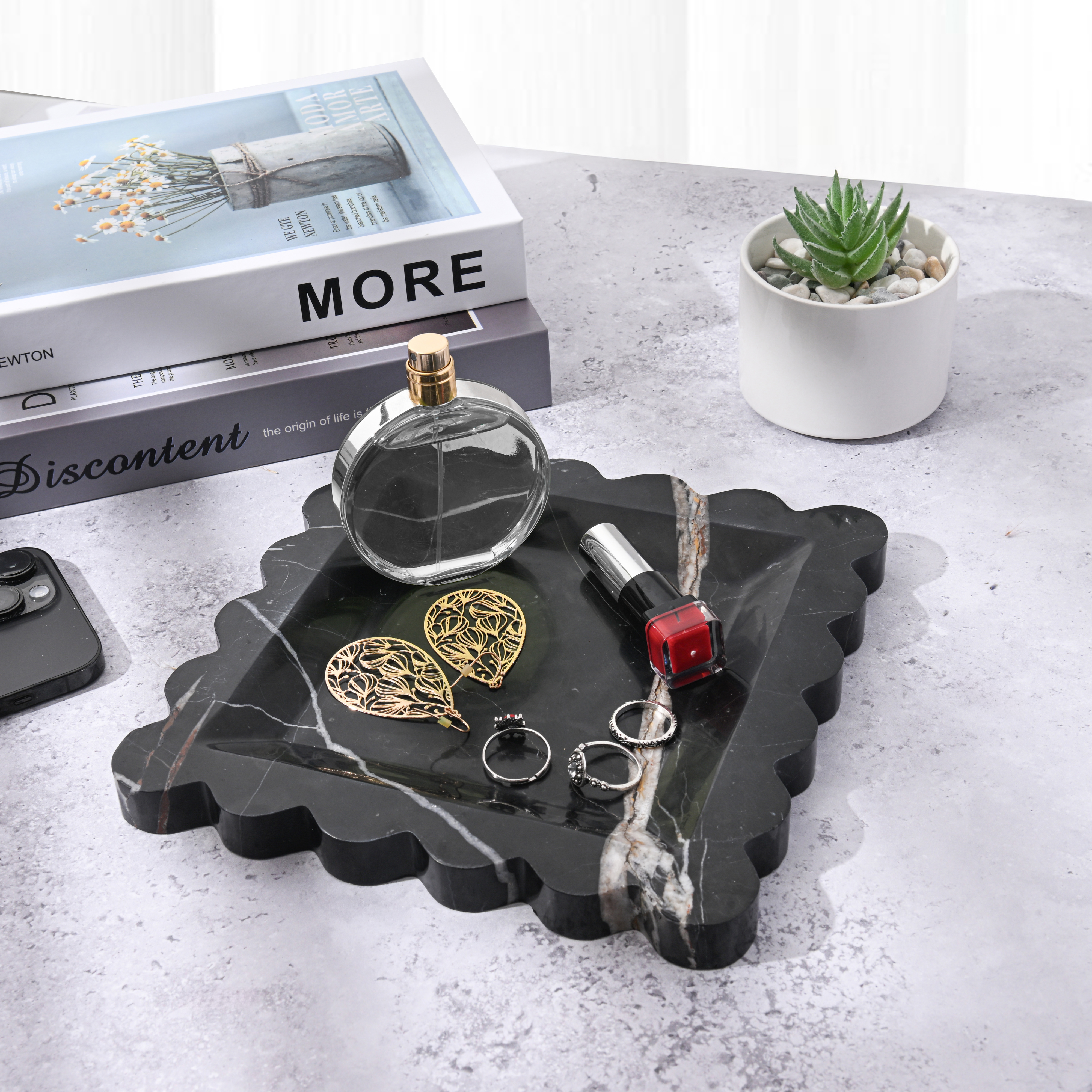 Black Marble Decorative Tray
