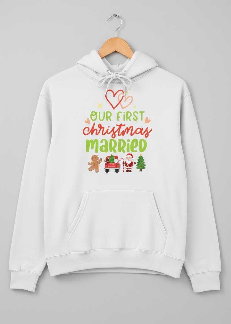 Our First Christmas Married Couple Hoodies – Festive Xmas Matching Set Gift