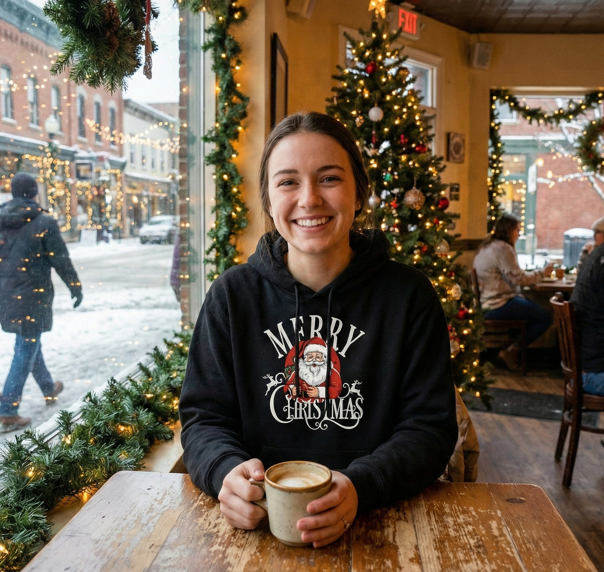 Merry Christmas Santa Hoodie | Unisex Holiday Pullover Sweatshirt