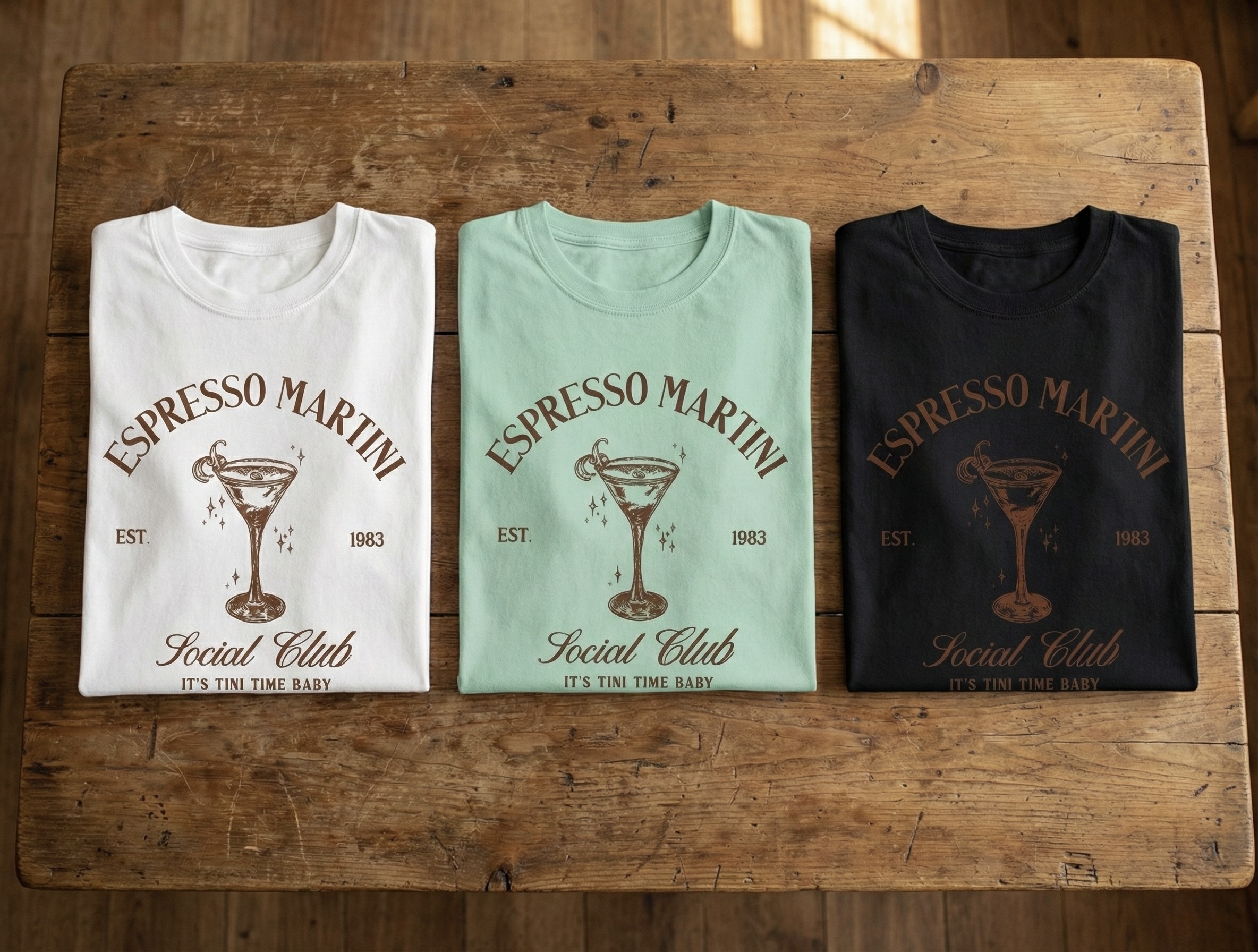 Espresso Martini Social Club T-Shirt | Vintage Cocktail Graphic Tee | It's Tini Time Baby Trendy Top