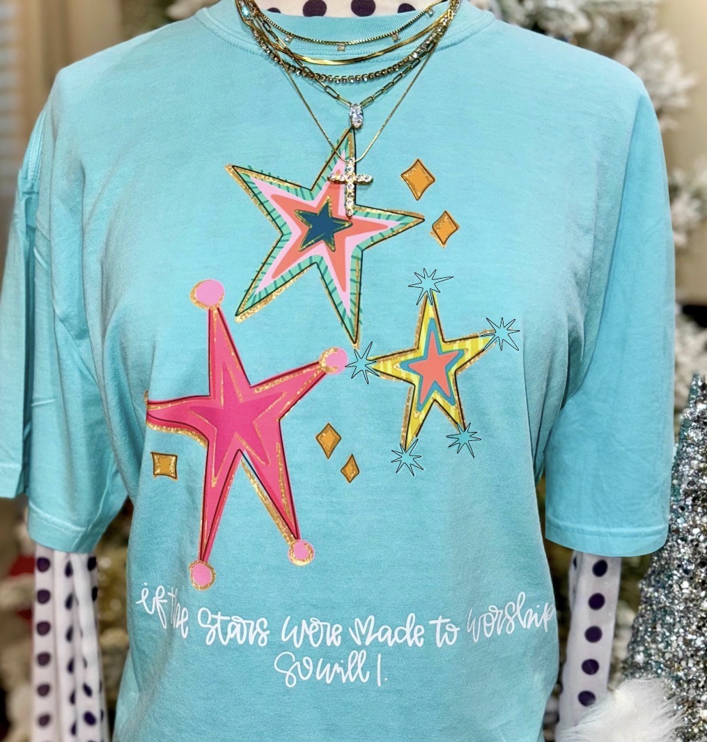 Turquoise Star Graphic T-shirt